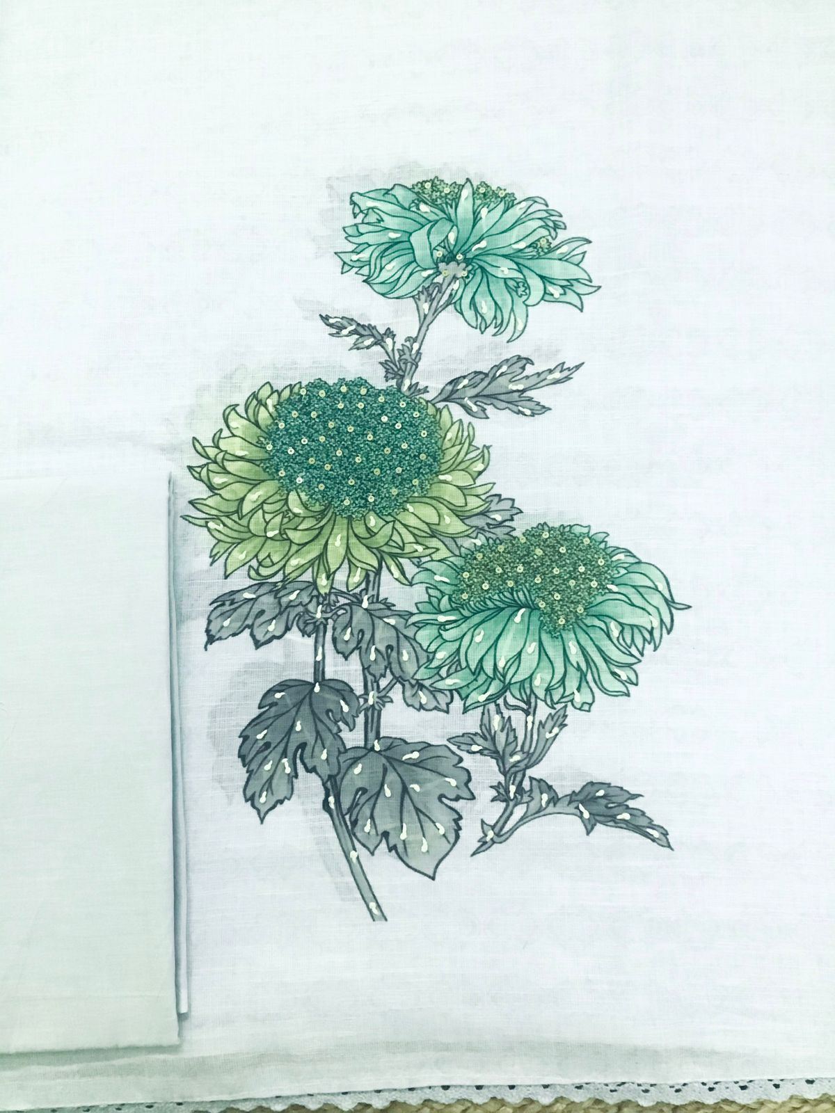 Soft Semi Linen Jute Cotton Printed Embroidered Suit - Blue