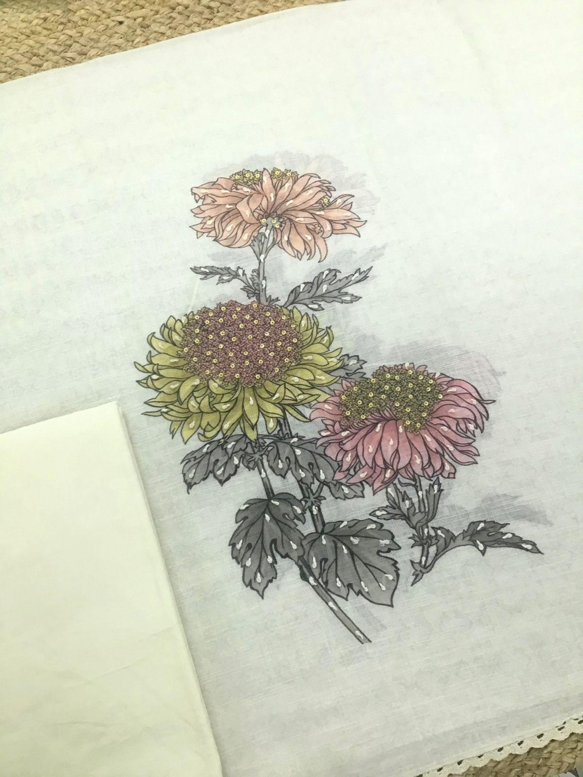 Soft Semi Linen Jute Cotton Printed Embroidered Suit - Light Yellow