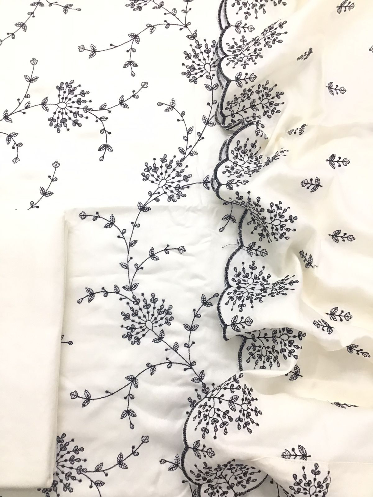 Soft Woollen Slub Silk Embroidered Suit - Off White
