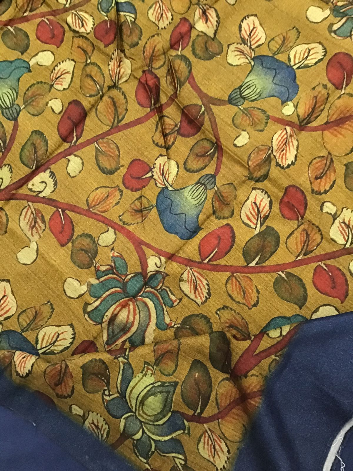 Soft Woollen Slub Silk Printed Embroidered Suit - Blue