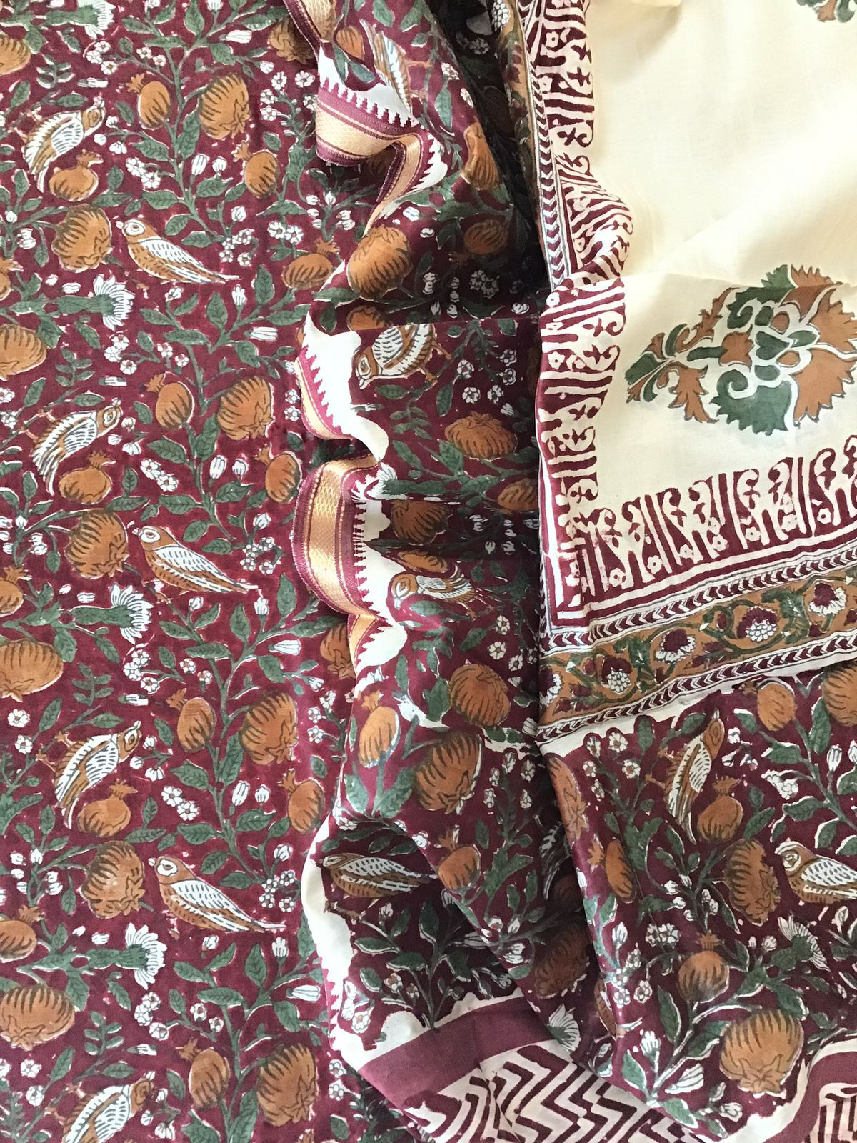 Pure Chanderi Printed Suit - Maroon