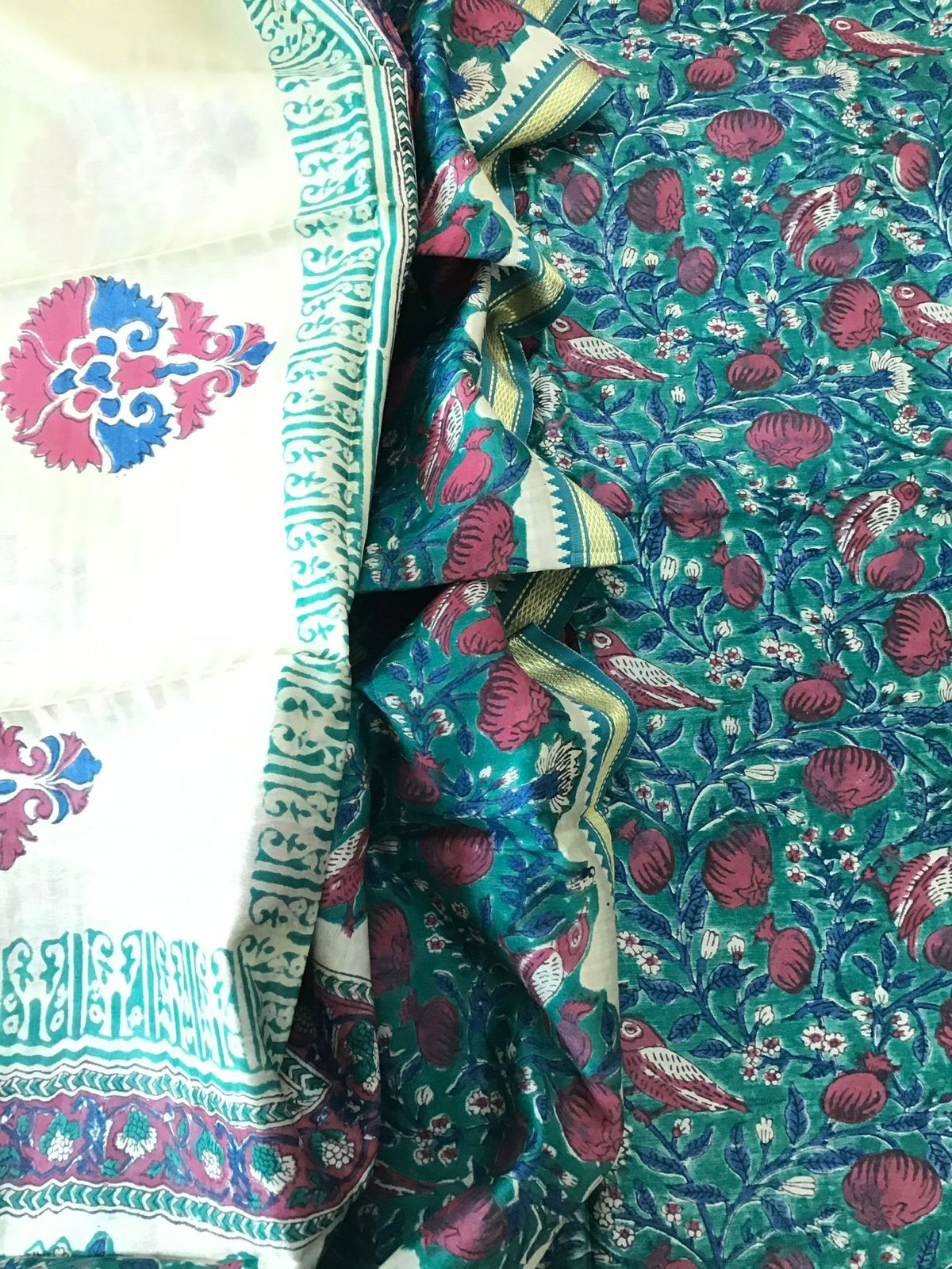 Pure Chanderi Printed Suit - Green