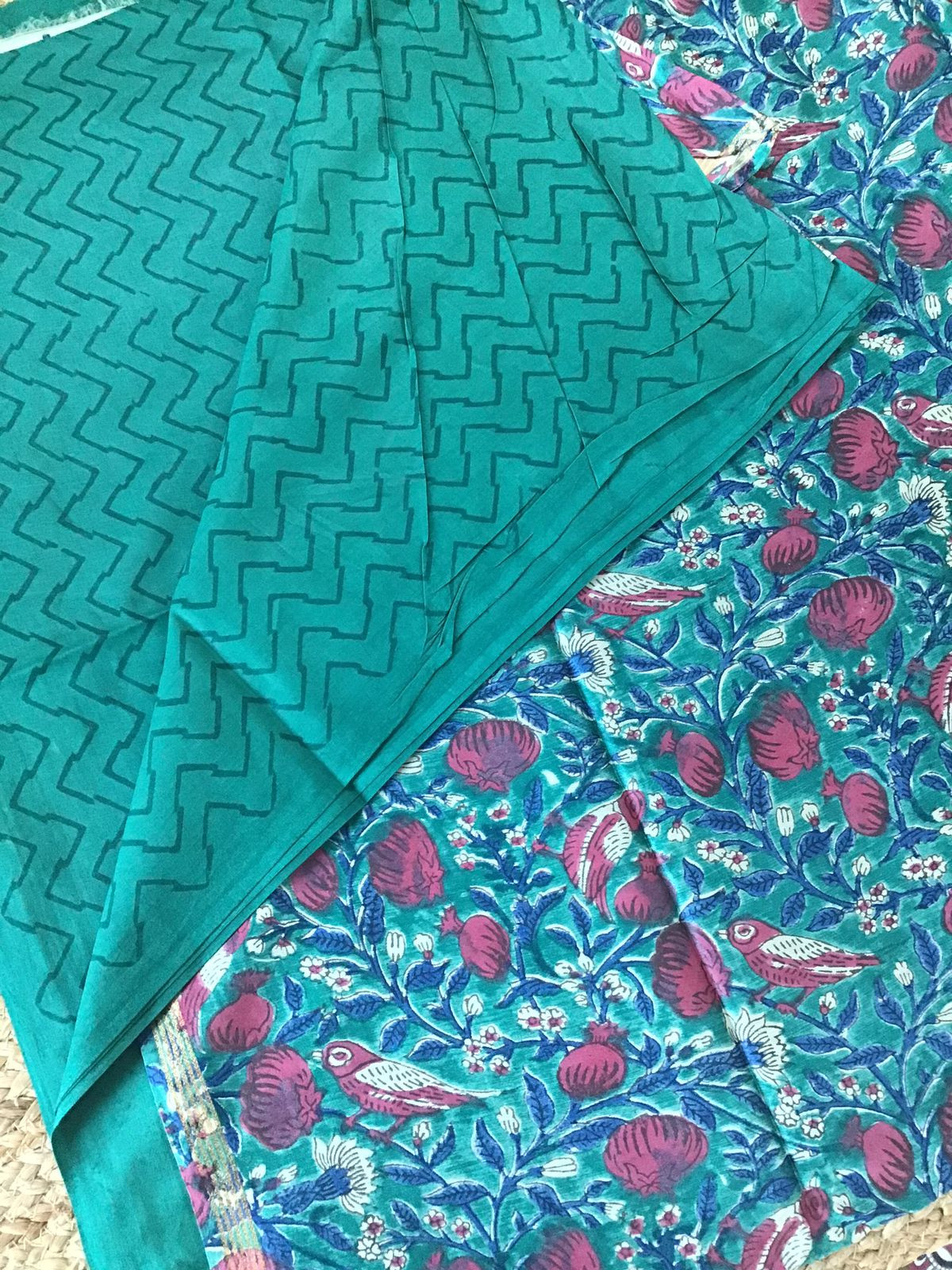 Pure Chanderi Printed Suit - Green