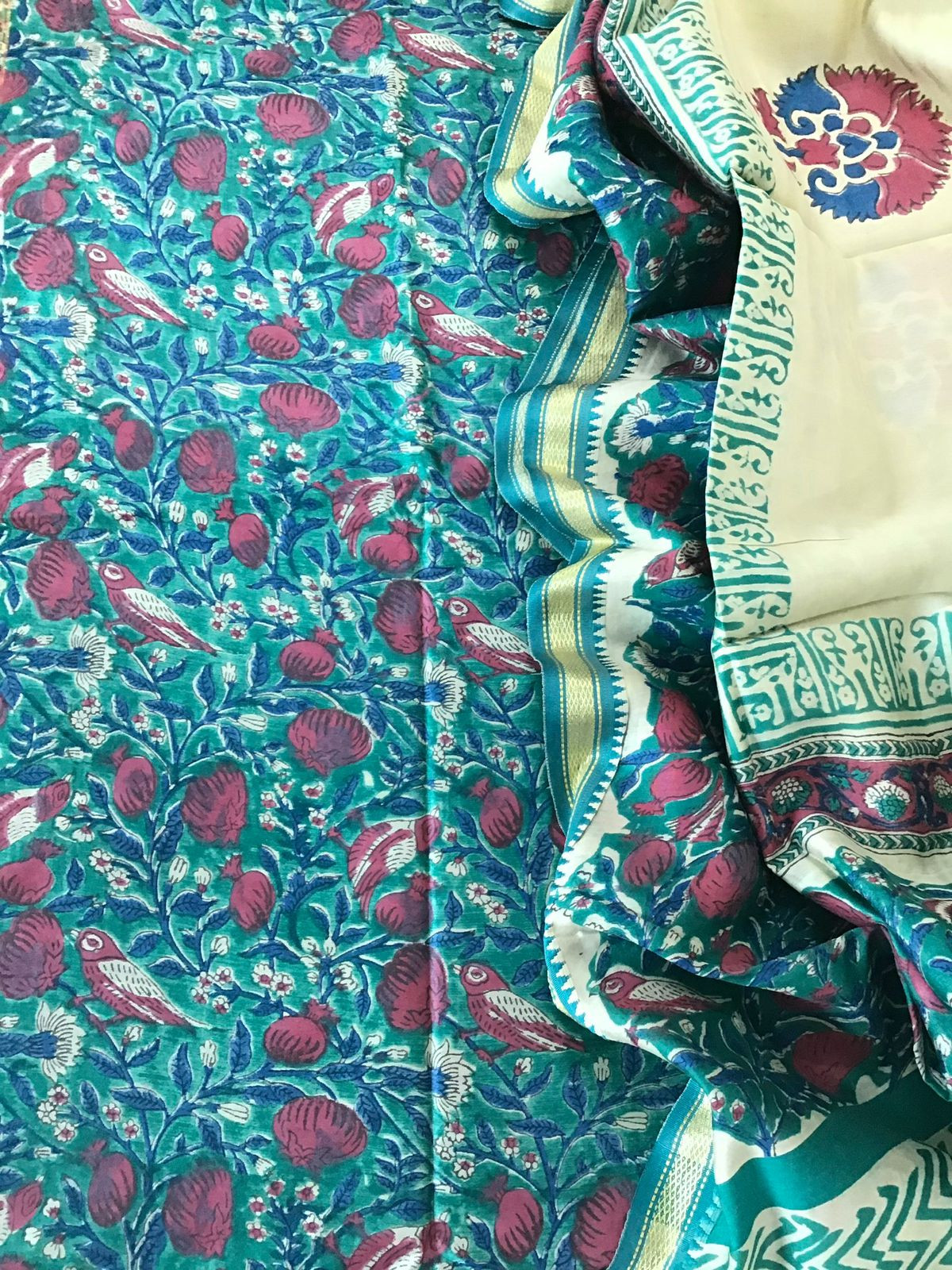 Pure Chanderi Printed Suit - Green