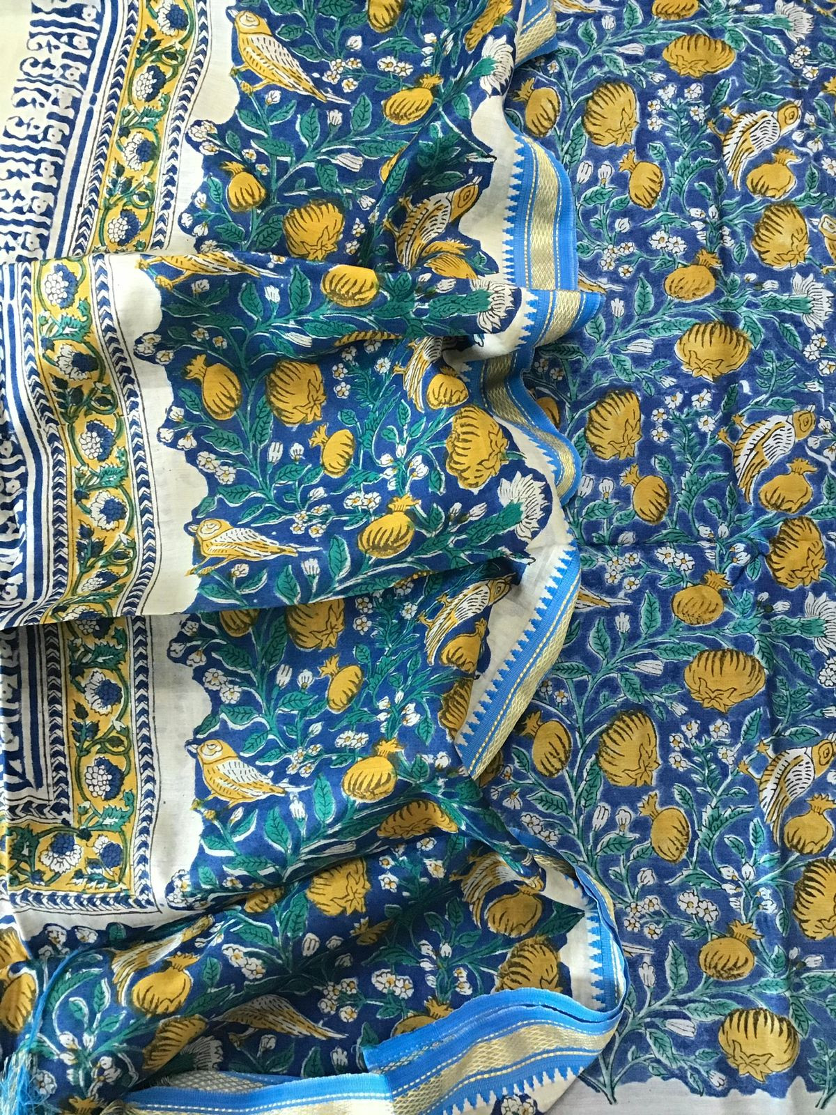 Pure Chanderi Printed Suit - Blue