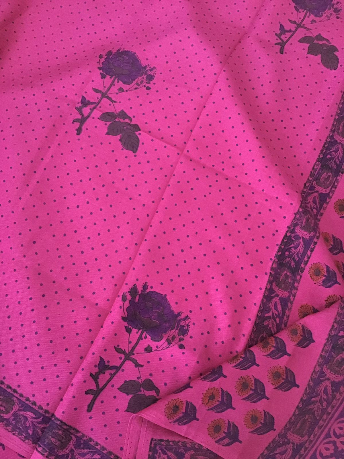 Soft Woollen Slub Silk Block Printed Suit - Pink