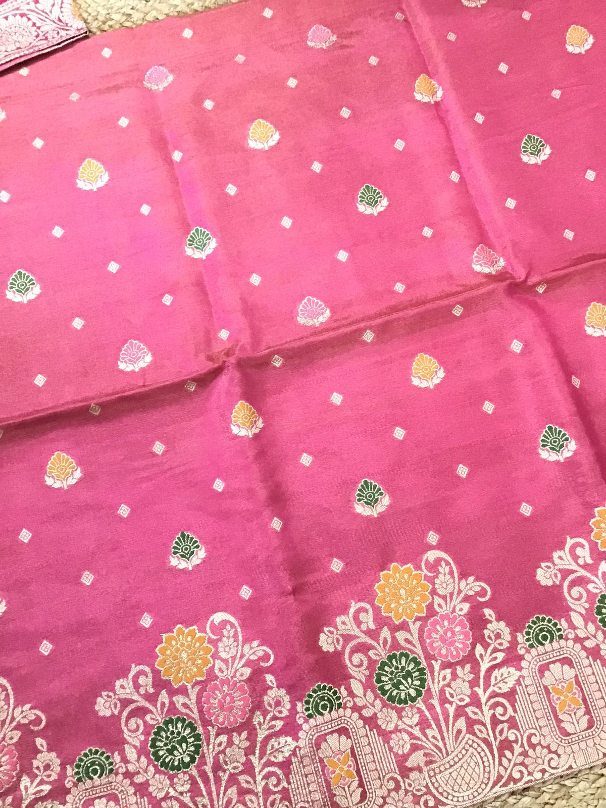 Soft Fine Tissue Chanderi Banarasi Weaved Suit - Pink