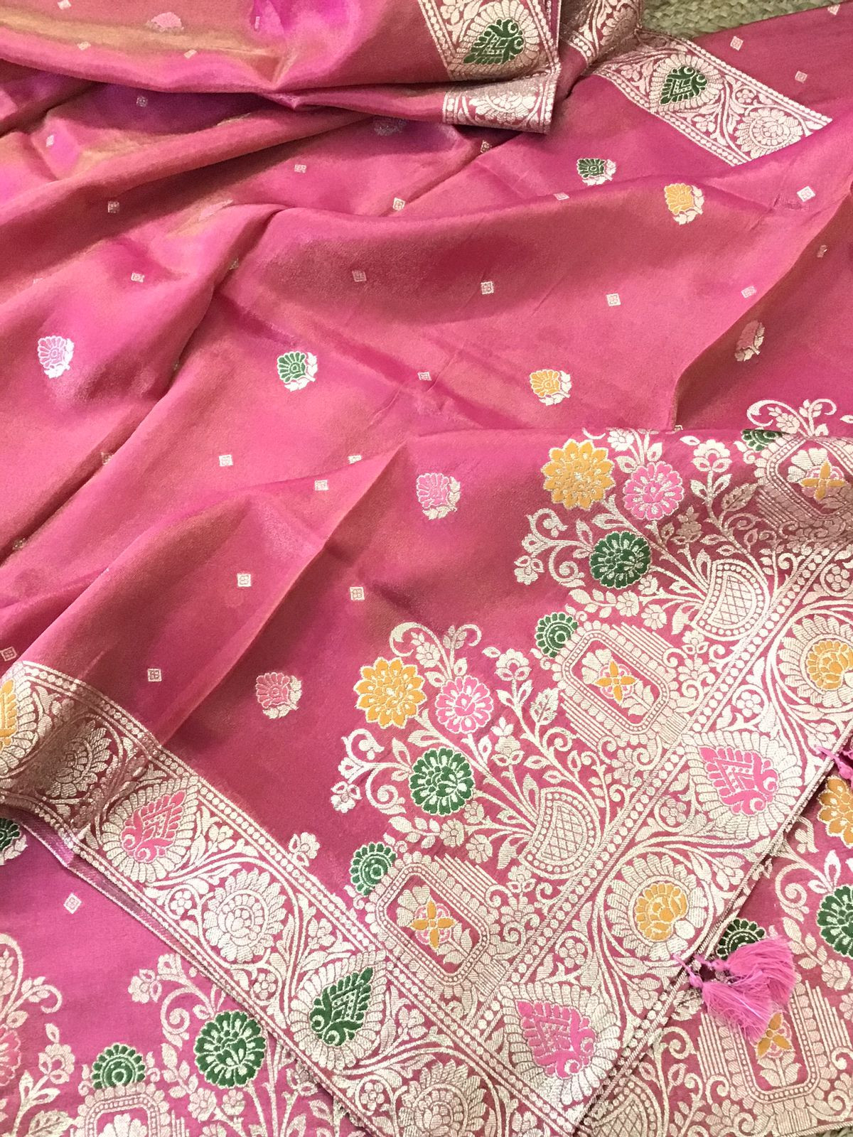Soft Fine Tissue Chanderi Banarasi Weaved Suit - Pink