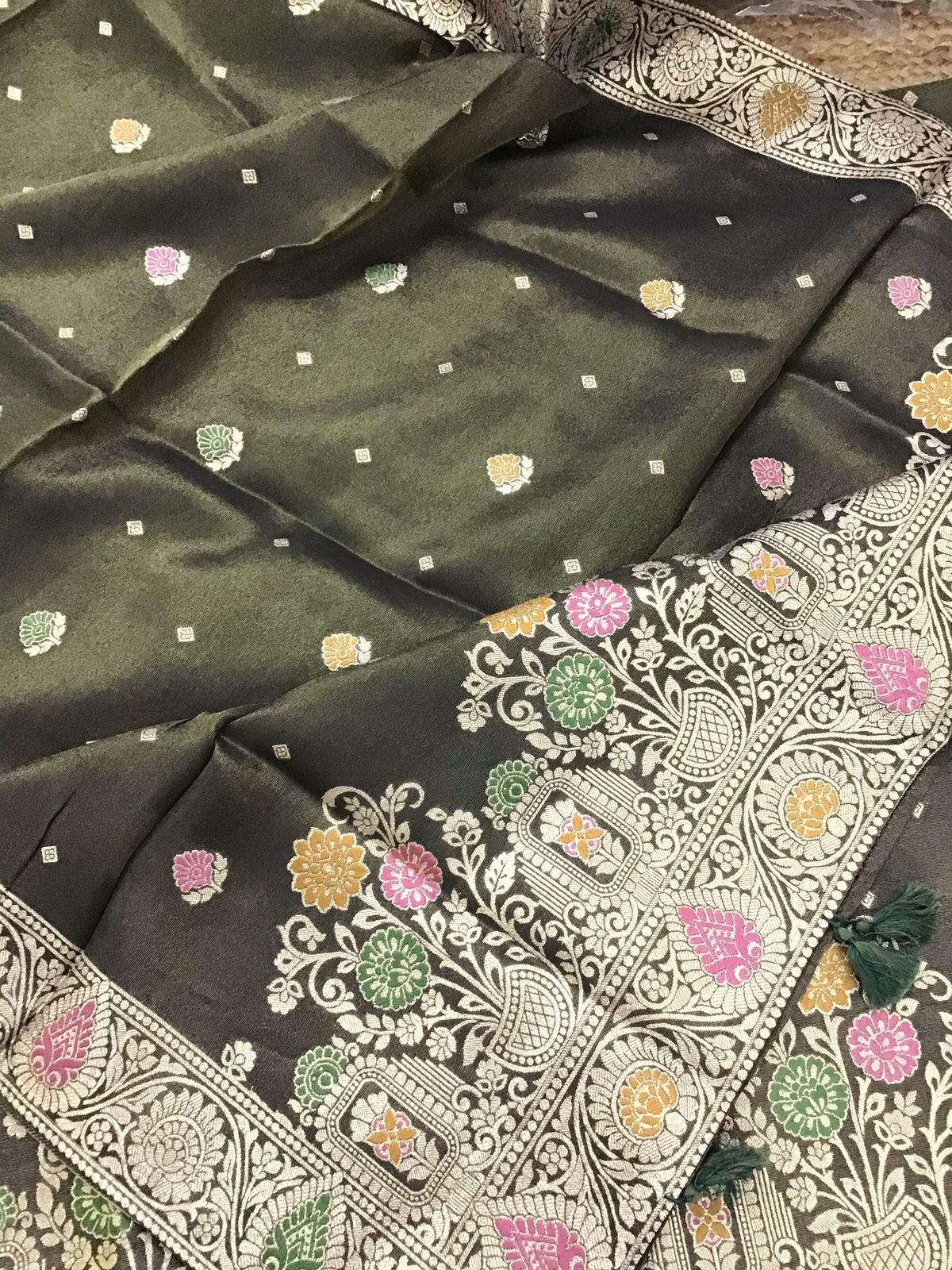 Soft Fine Tissue Chanderi Banarasi Weaved Suit - Olive