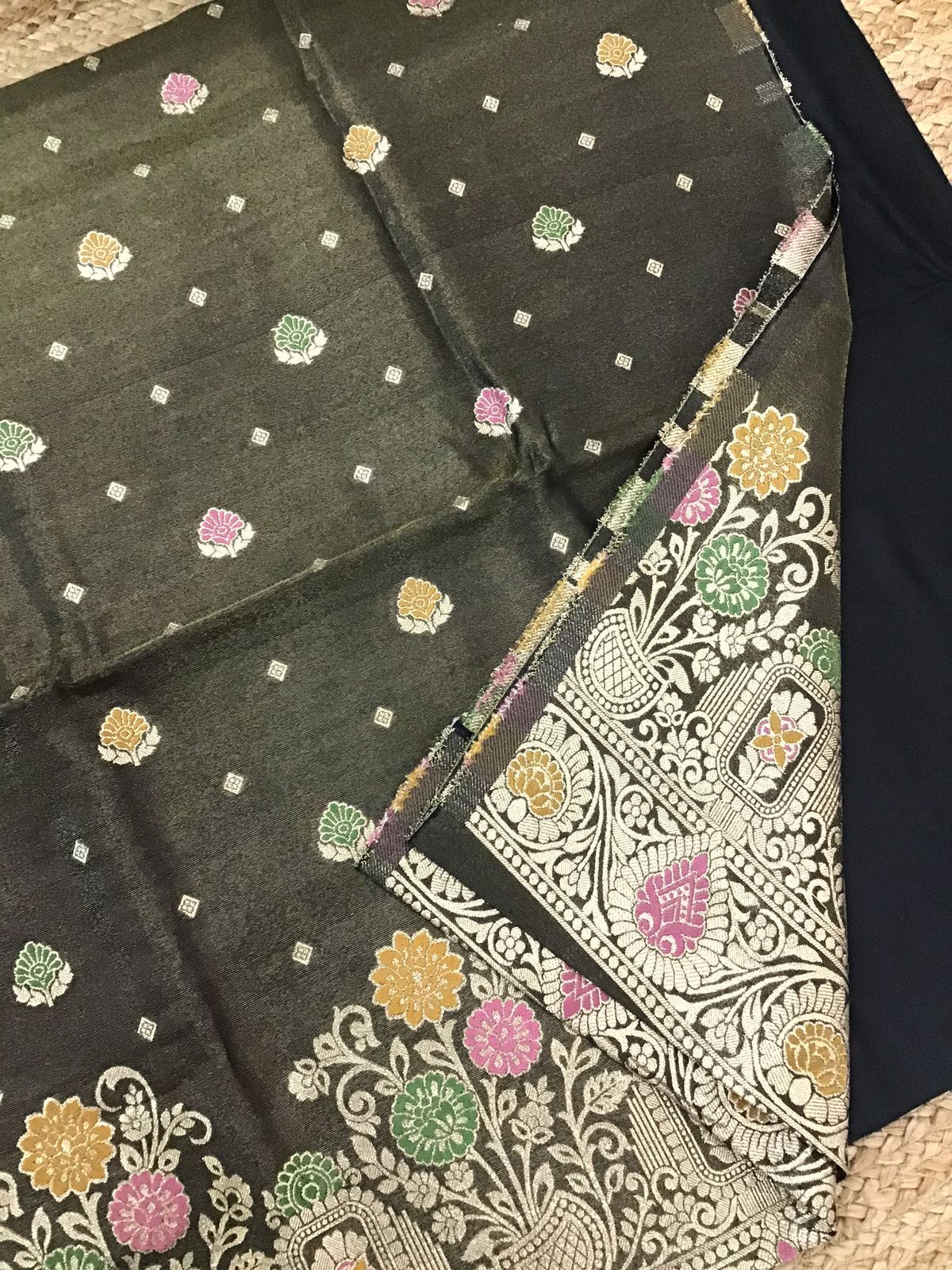 Soft Fine Tissue Chanderi Banarasi Weaved Suit - Olive