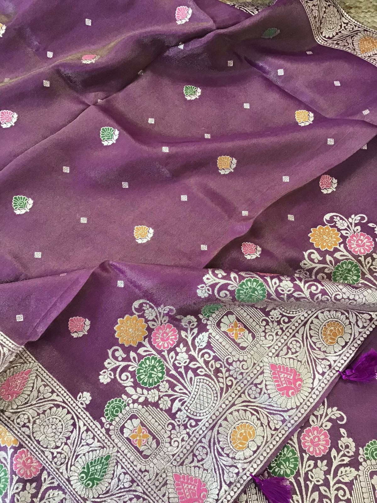 Soft Fine Tissue Chanderi Banarasi Weaved Suit - Purple