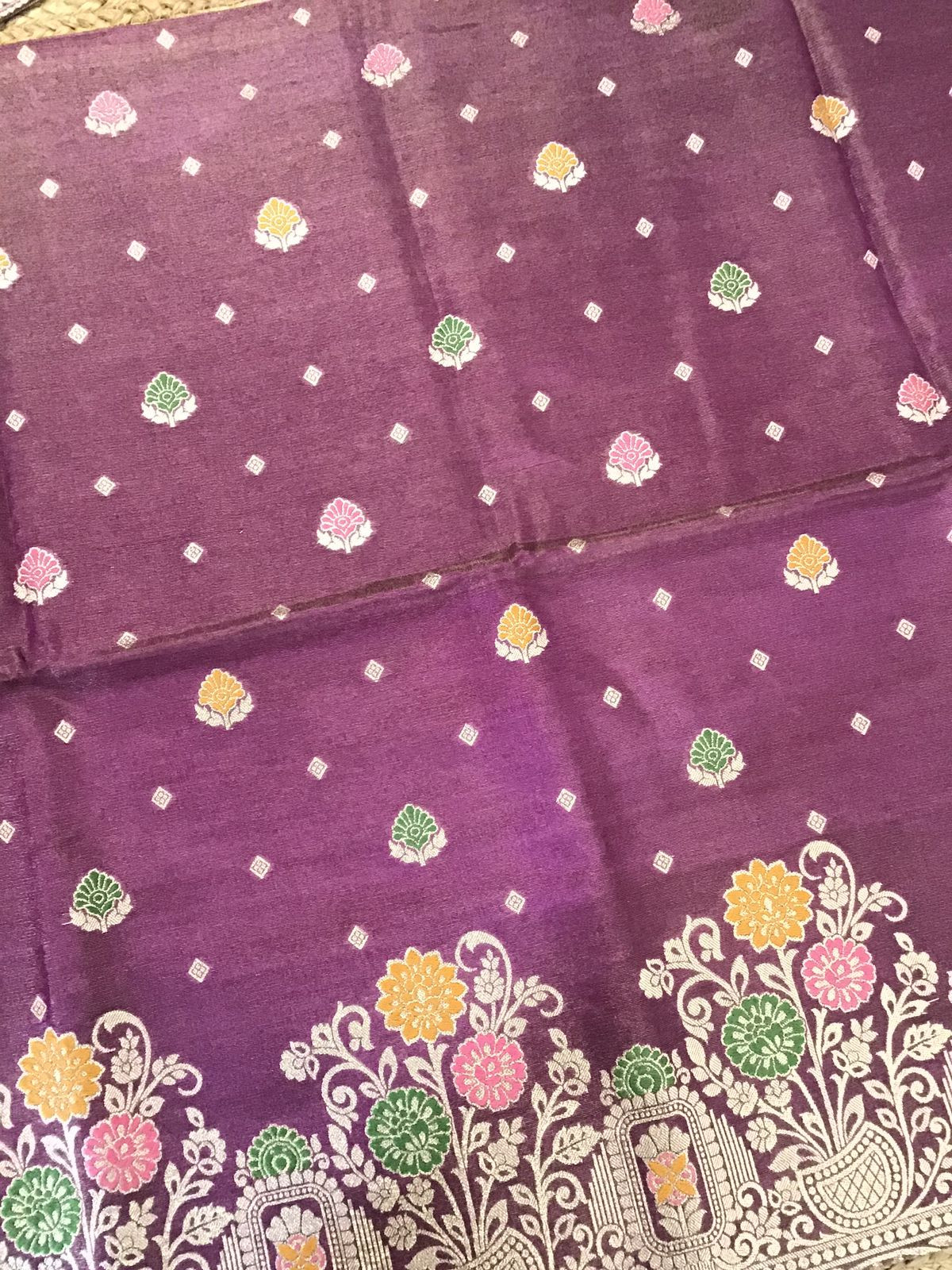 Soft Fine Tissue Chanderi Banarasi Weaved Suit - Purple
