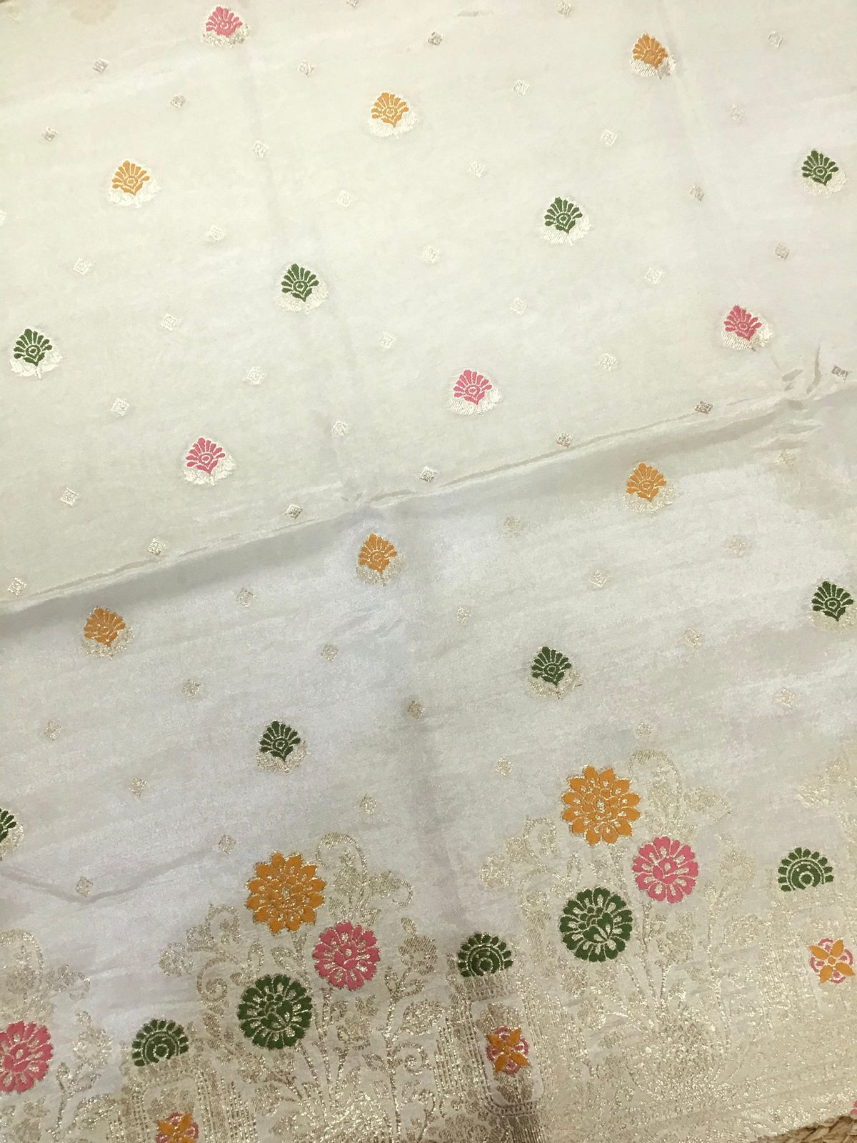 Soft Fine Tissue Chanderi Banarasi Weaved Suit - Cream