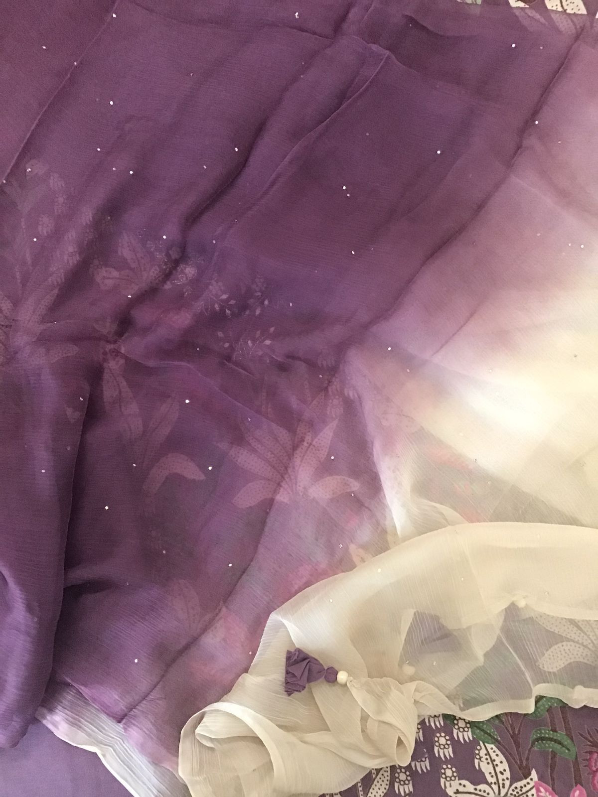 Pure Cotton Printed Embroidered Suit - Purple