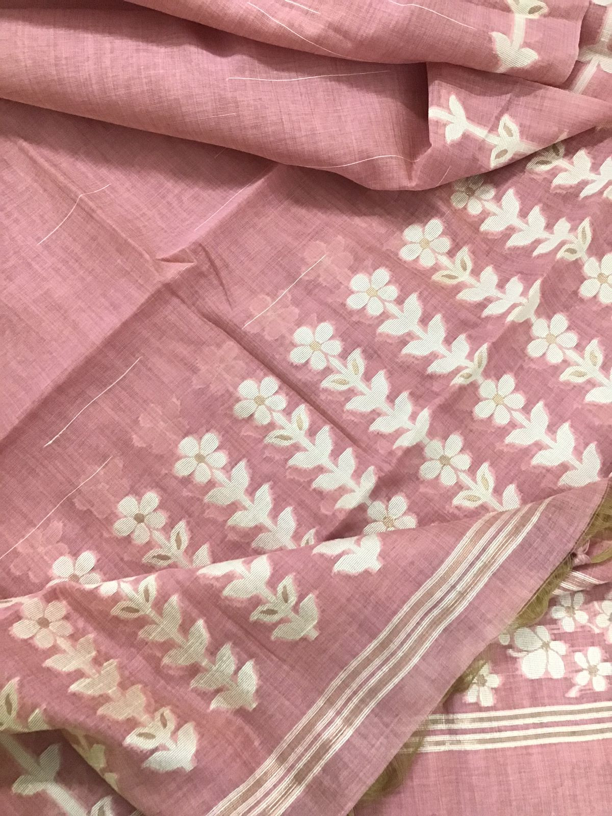 Soft Slub Chanderi Jamdani Weaved Embroidered Suit - Pink