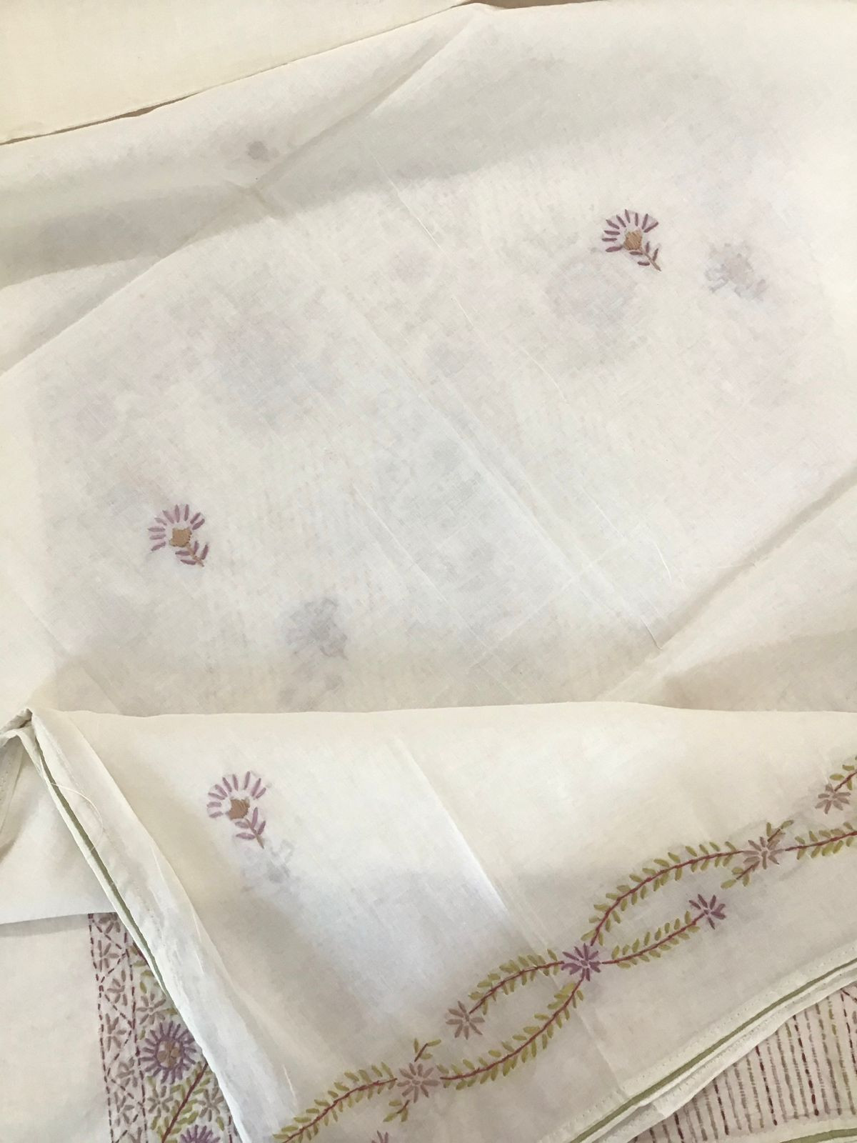 Pure Cotton Embroidered Suit - Offwhite