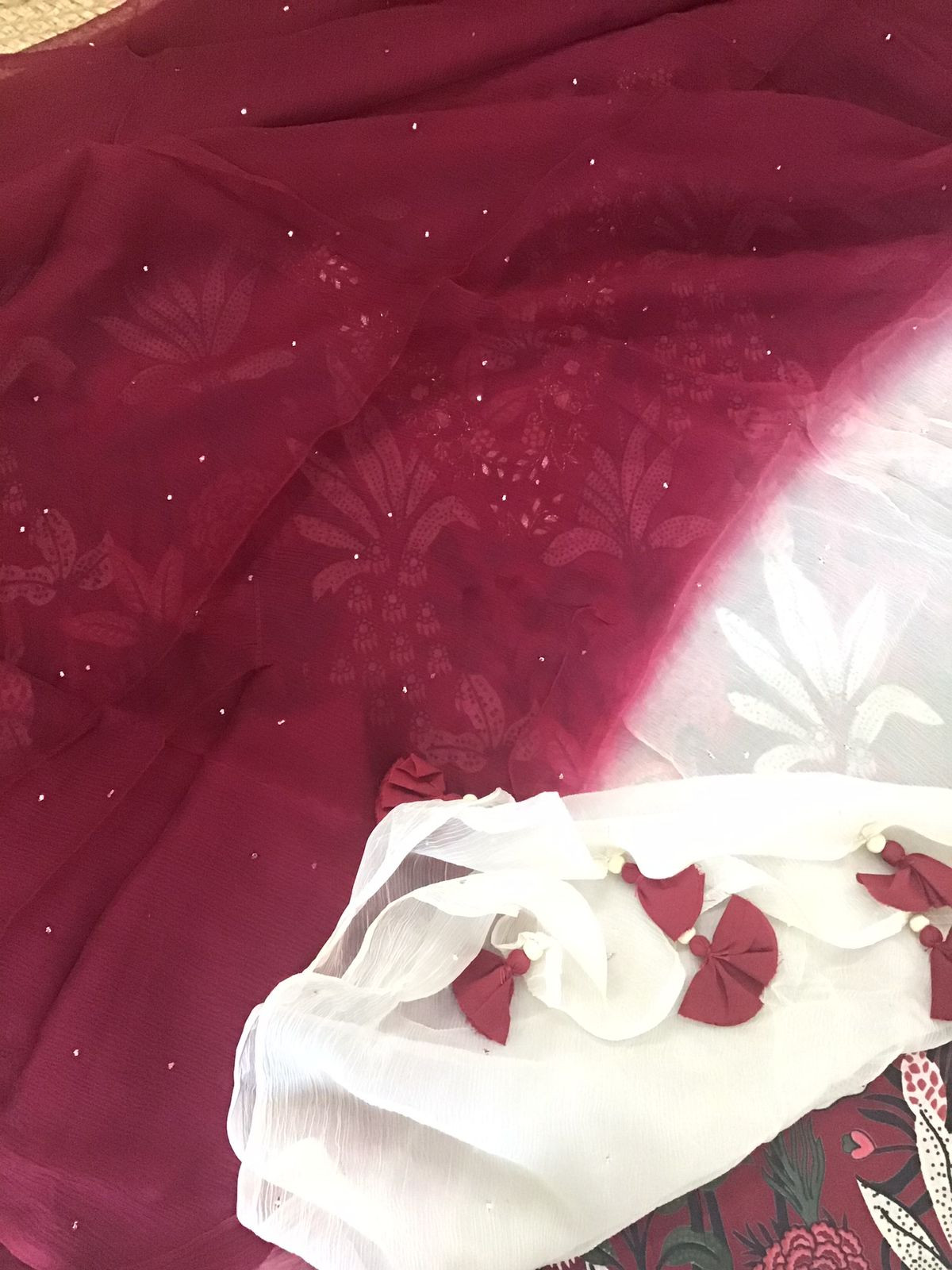 Pure Cotton Printed Embroidered Suit - Maroon