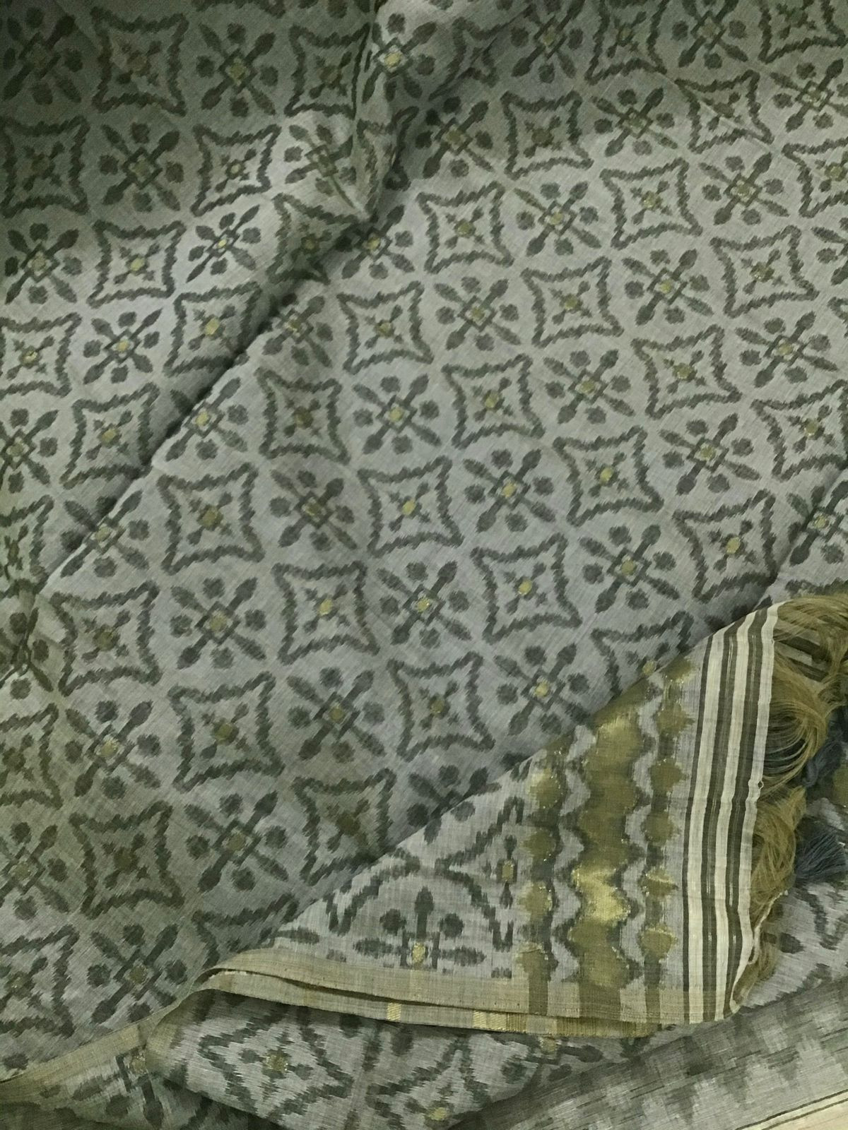 Soft Slub Chanderi Jamdani Weaved Embroidered Suit - Beige