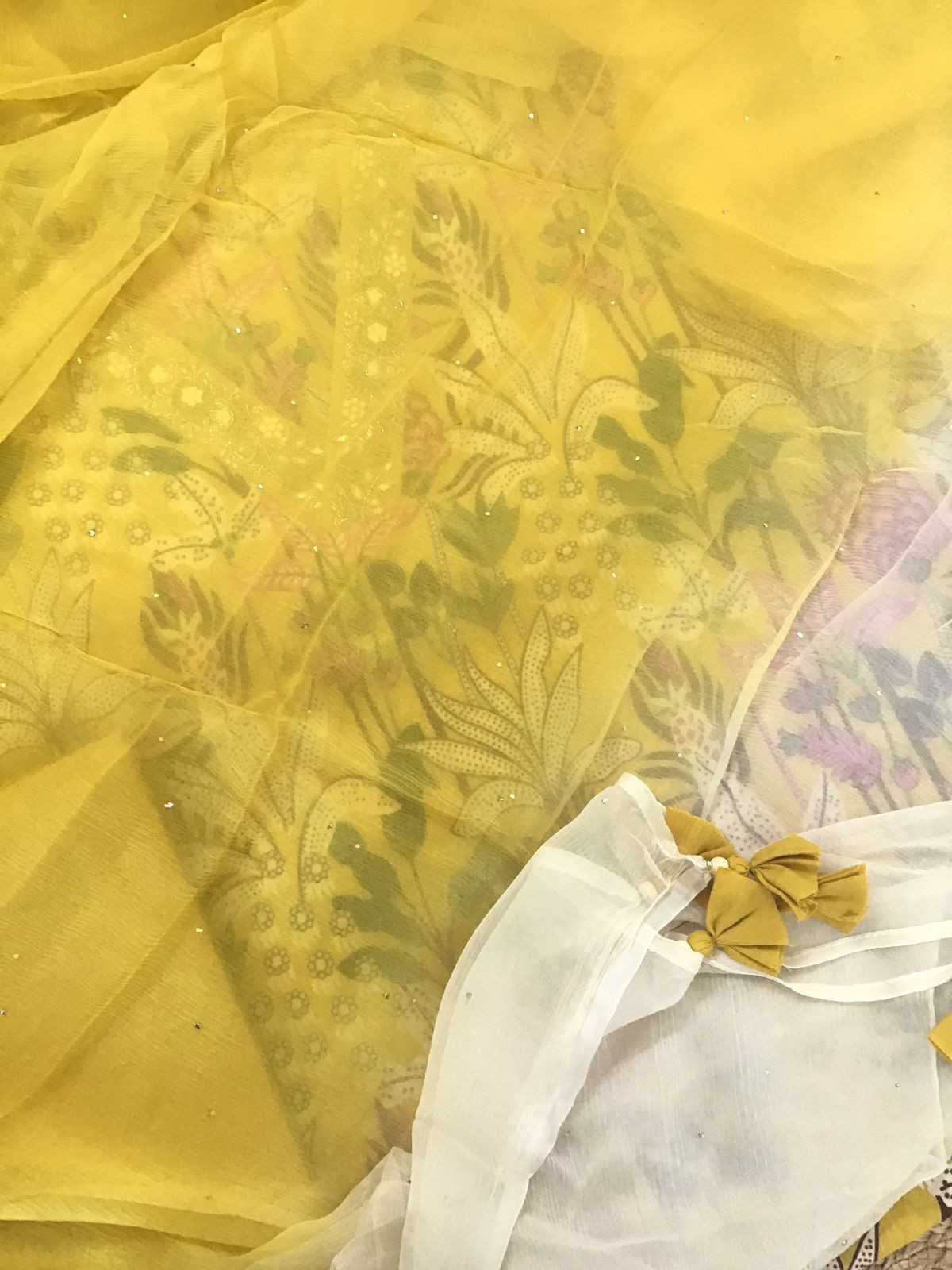 Pure Cotton Printed Embroidered Suit - Yellow