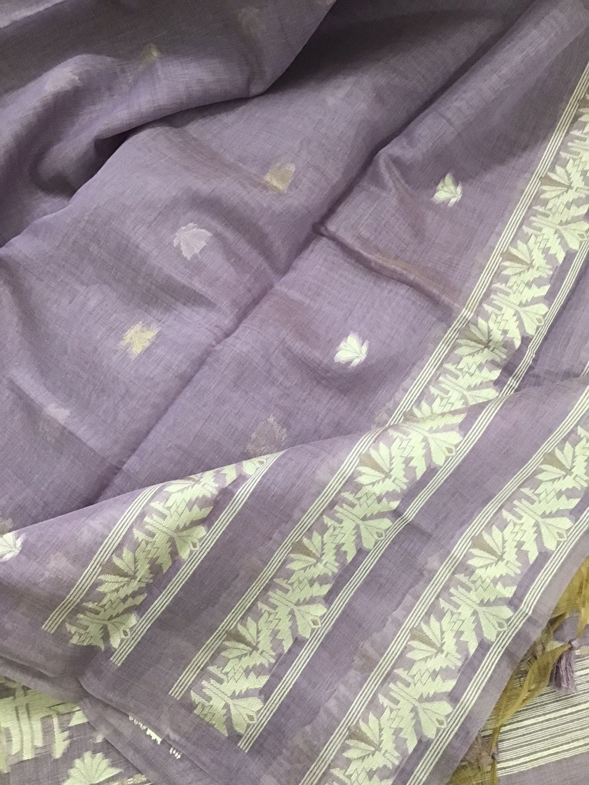 Soft Slub Chanderi Jamdani Weaved Embroidered Suit - Lavender