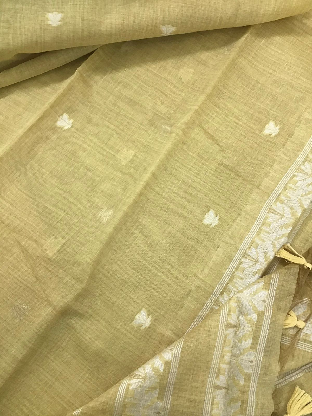 Soft Slub Chanderi Jamdani Weaved Embroidered Suit - Yellow