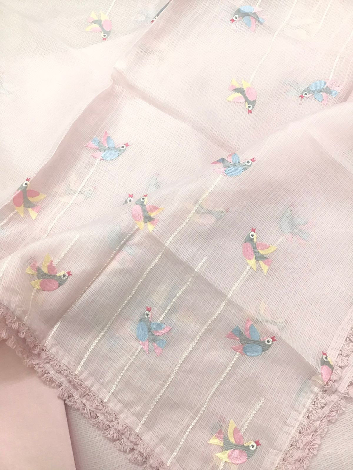 Soft Kota Silk Embroidered Suit - Pink