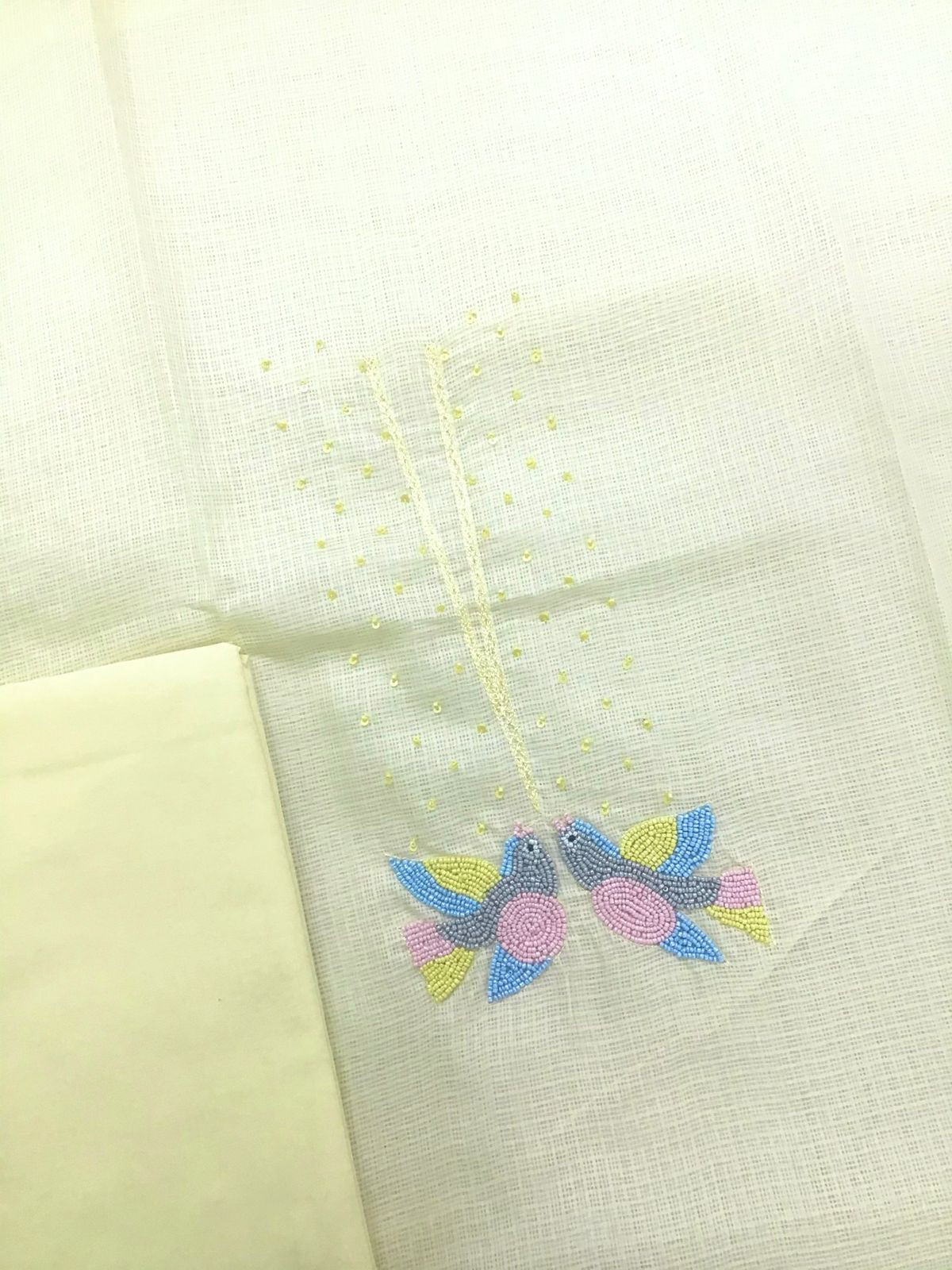 Soft Kota Silk Embroidered Suit - Yellow