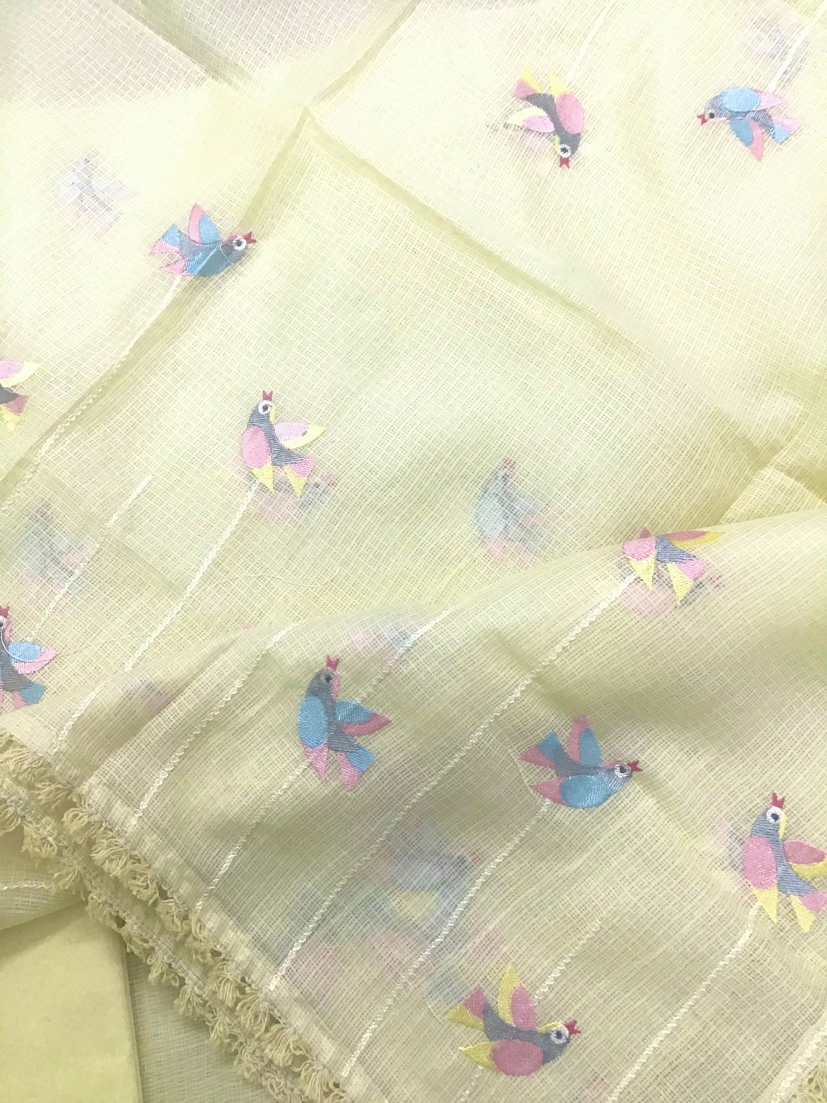 Soft Kota Silk Embroidered Suit - Yellow