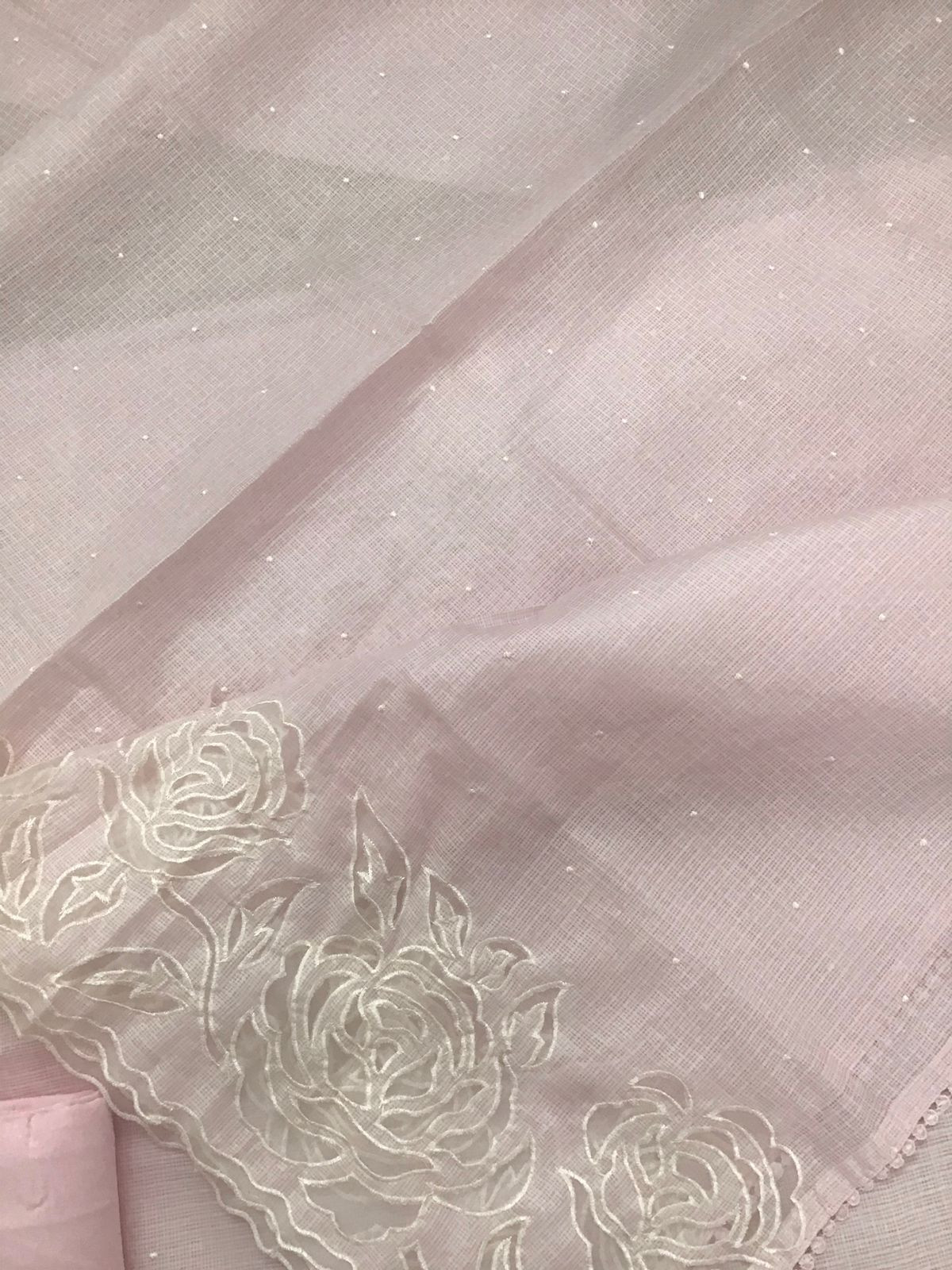 Soft Kota Silk Embroidered Suit - Pink