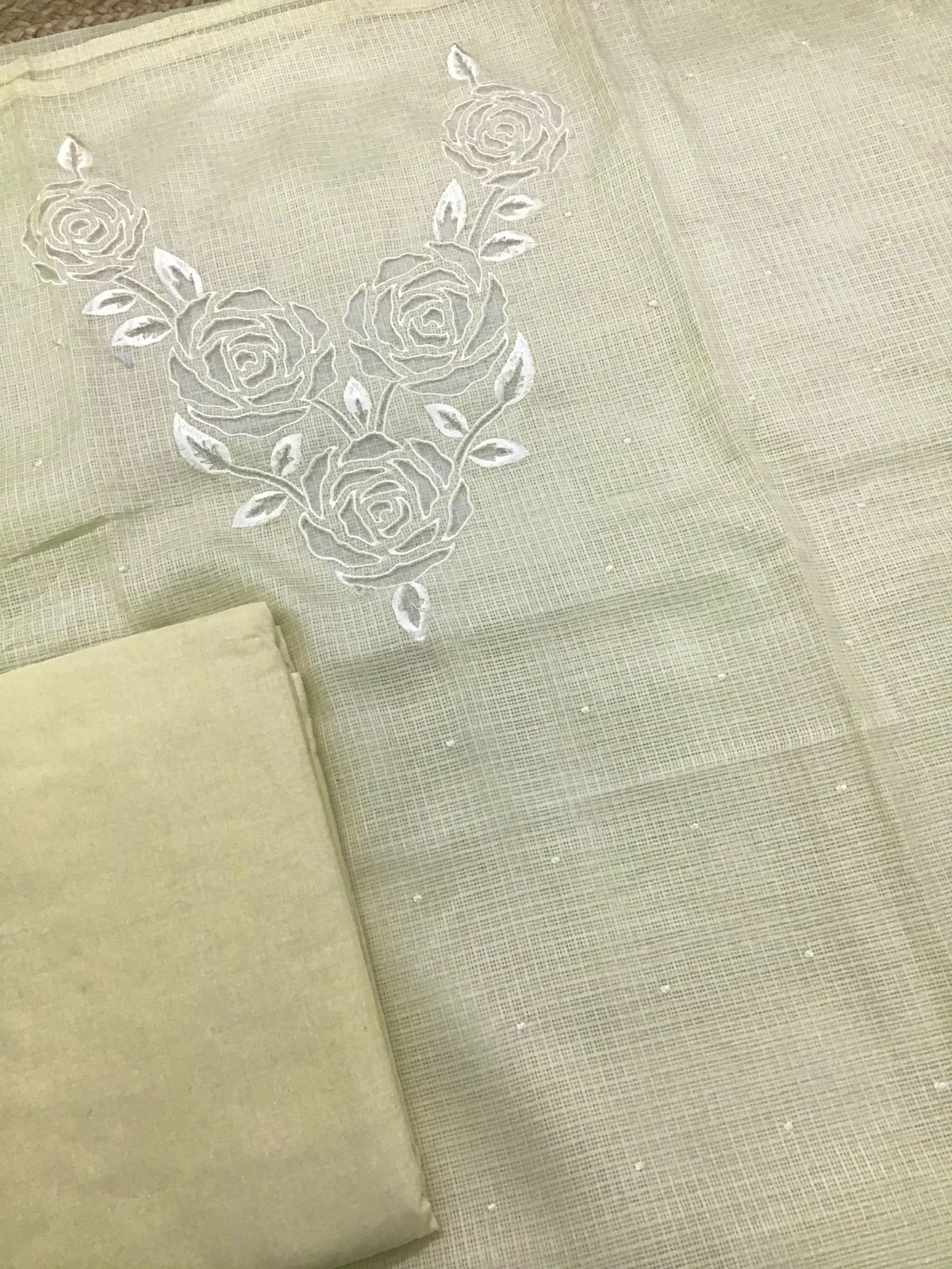 Soft Kota Silk Embroidered Suit - Yellow