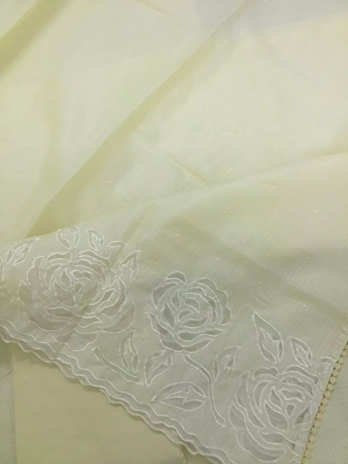 Soft Kota Silk Embroidered Suit - Yellow