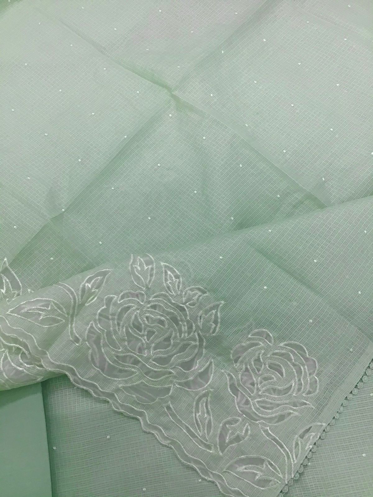 Soft Kota Silk Embroidered Suit - Green