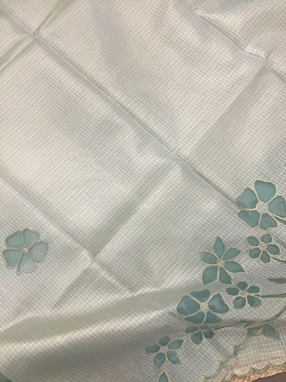 Soft Tissue Kota Silk Embroidered Suit - Green