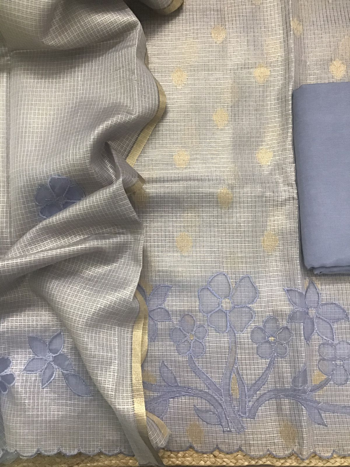 Soft Tissue Kota Silk Embroidered Suit - Lavender