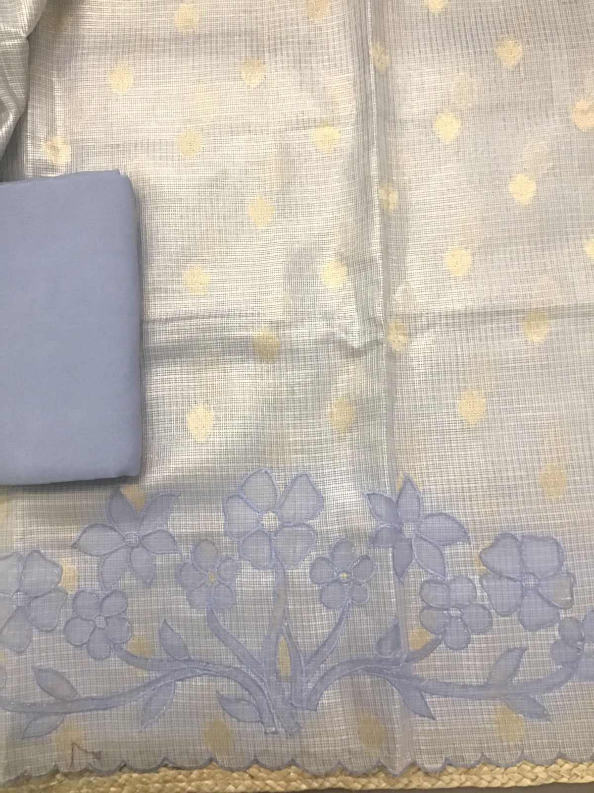 Soft Tissue Kota Silk Embroidered Suit - Lavender