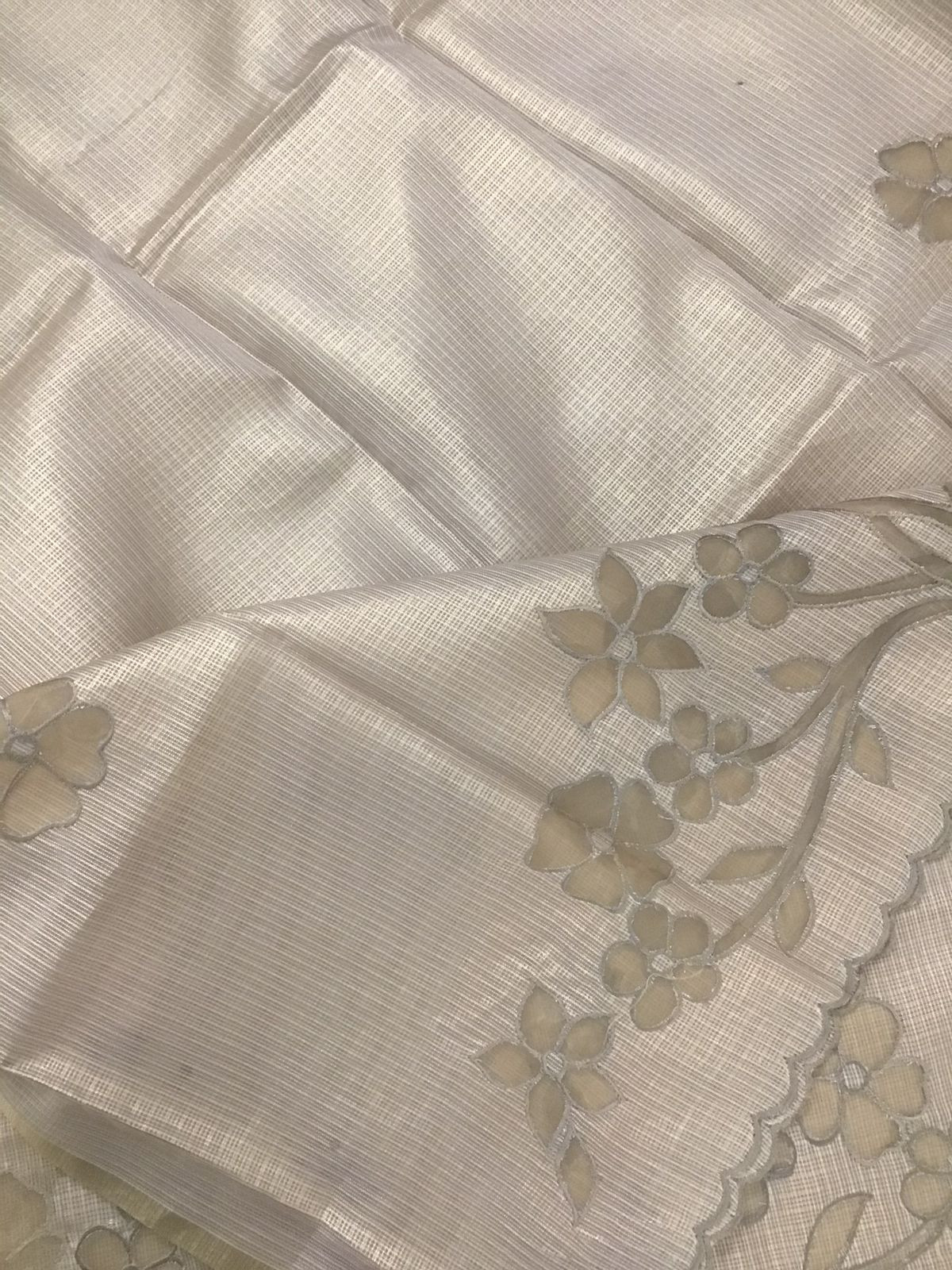 Soft Tissue Kota Silk Embroidered Suit - Beige