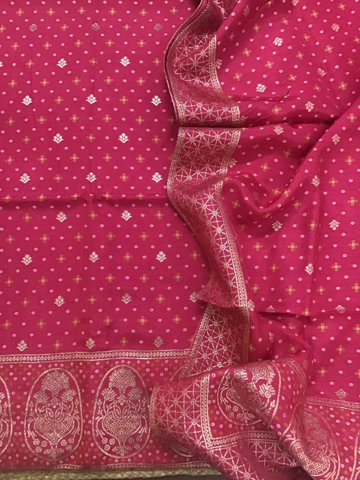 Soft Upada Silk Banarasi Weaved Suit - Pink