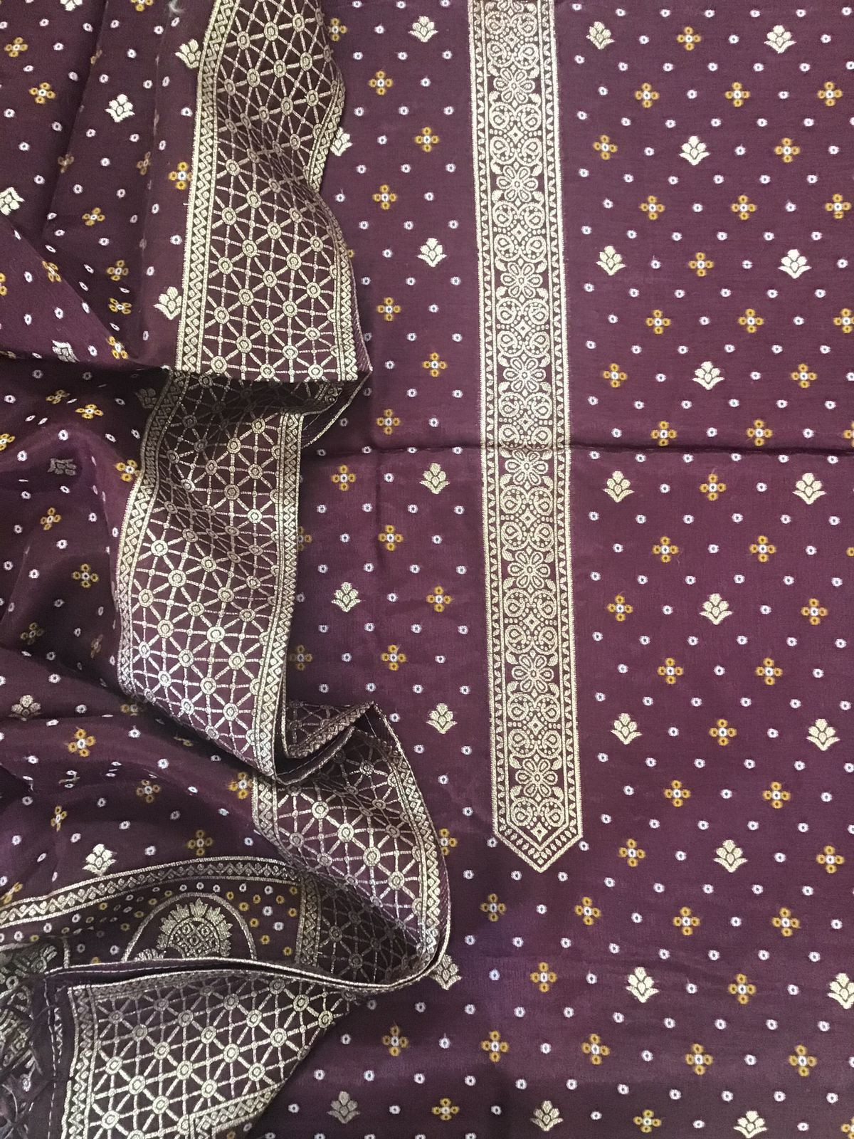 Soft Upada Silk Banarasi Weaved Suit - Wine