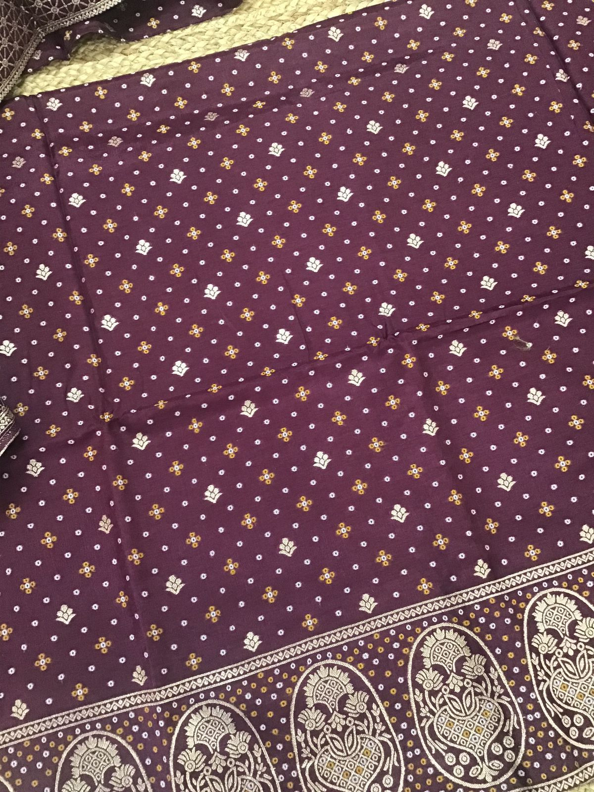 Soft Upada Silk Banarasi Weaved Suit - Wine