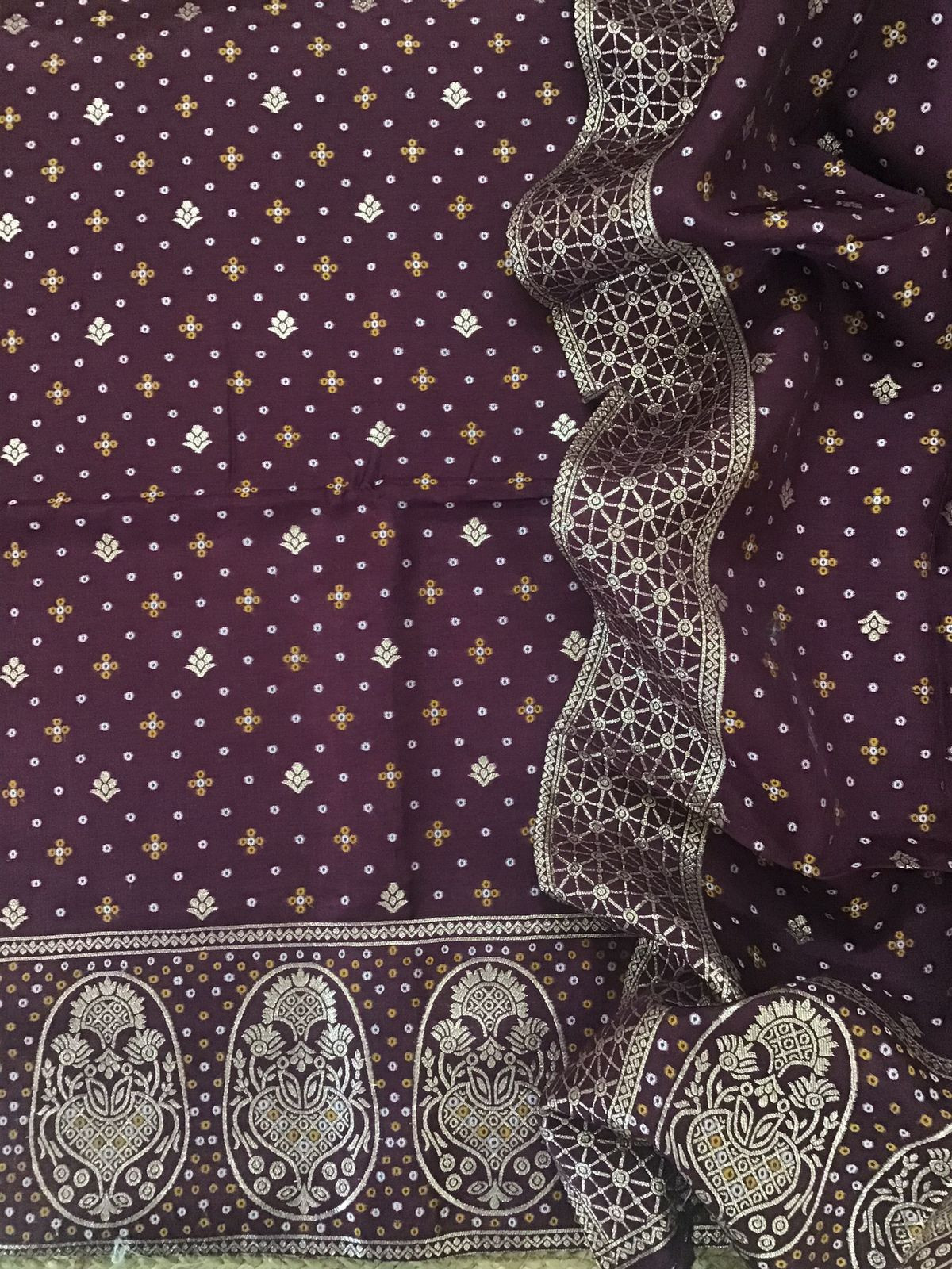 Soft Upada Silk Banarasi Weaved Suit - Wine