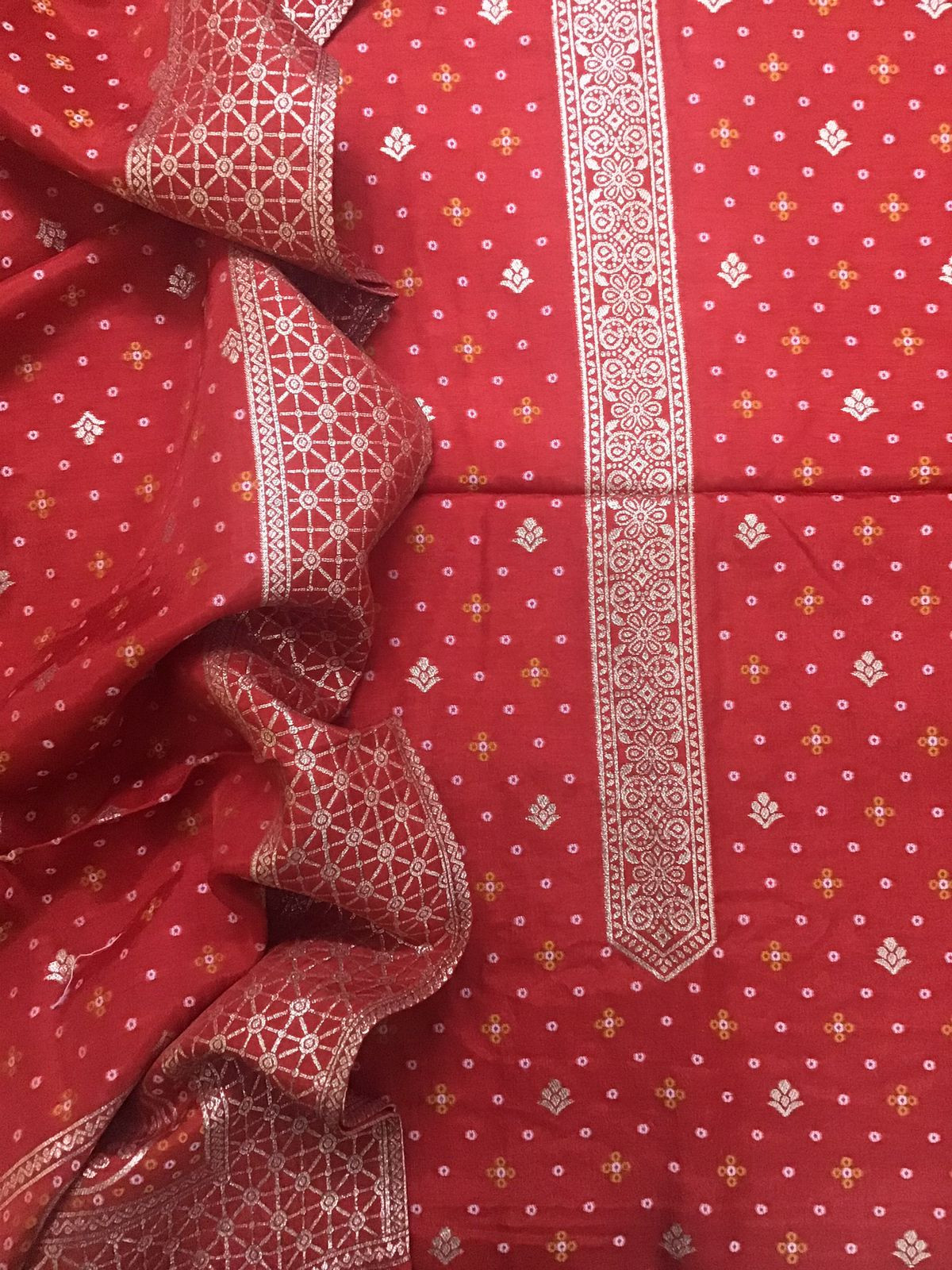 Soft Upada Silk Banarasi Weaved Suit - Red