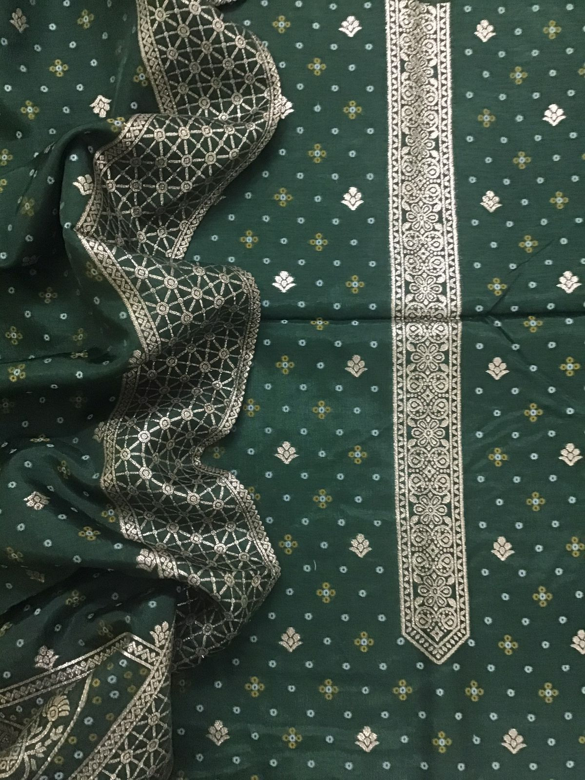 Soft Upada Silk Banarasi Weaved Suit - Green