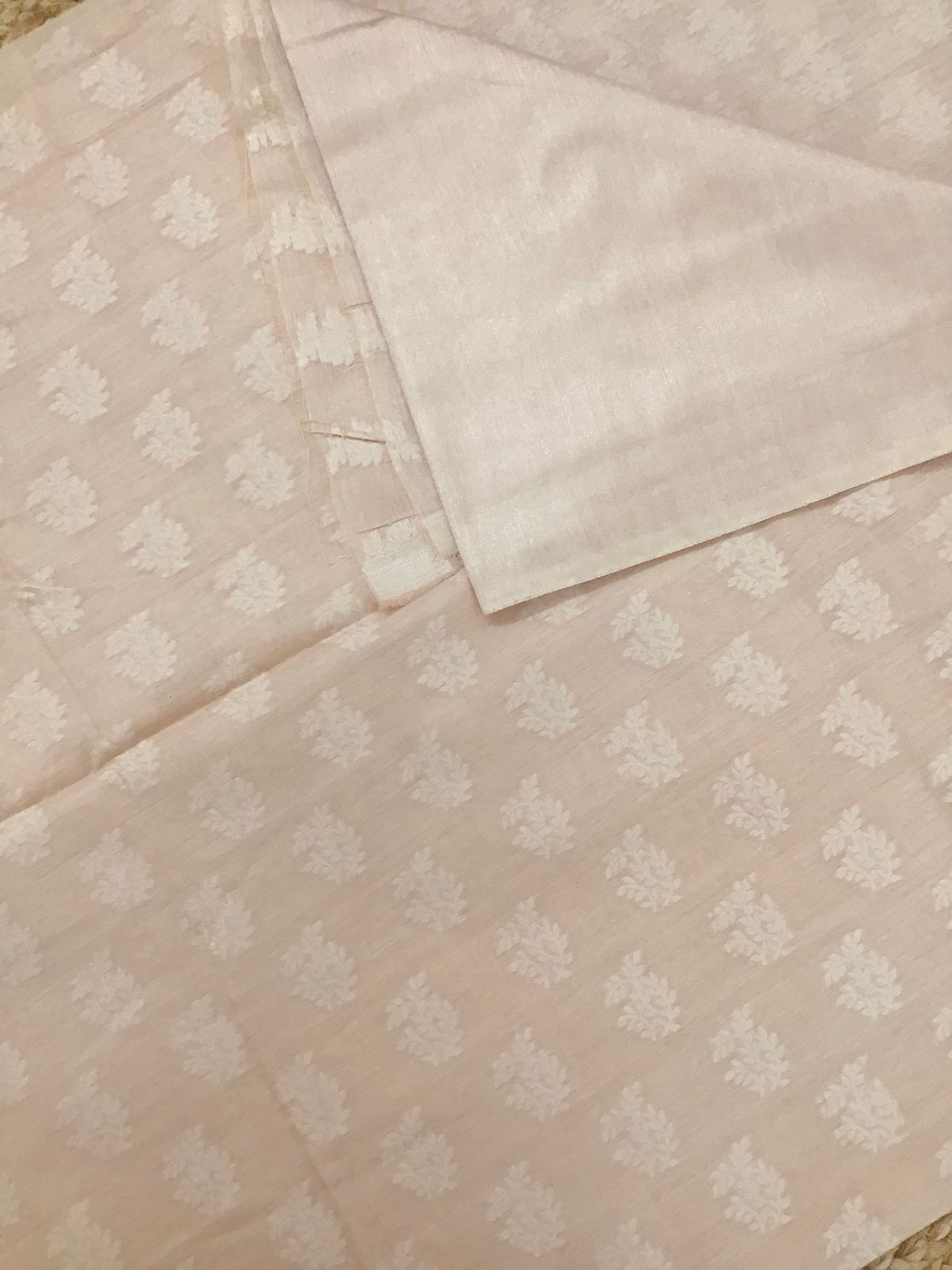 Pure Fine Chanderi Silk Self Banarasi Weaved Suit - Peach
