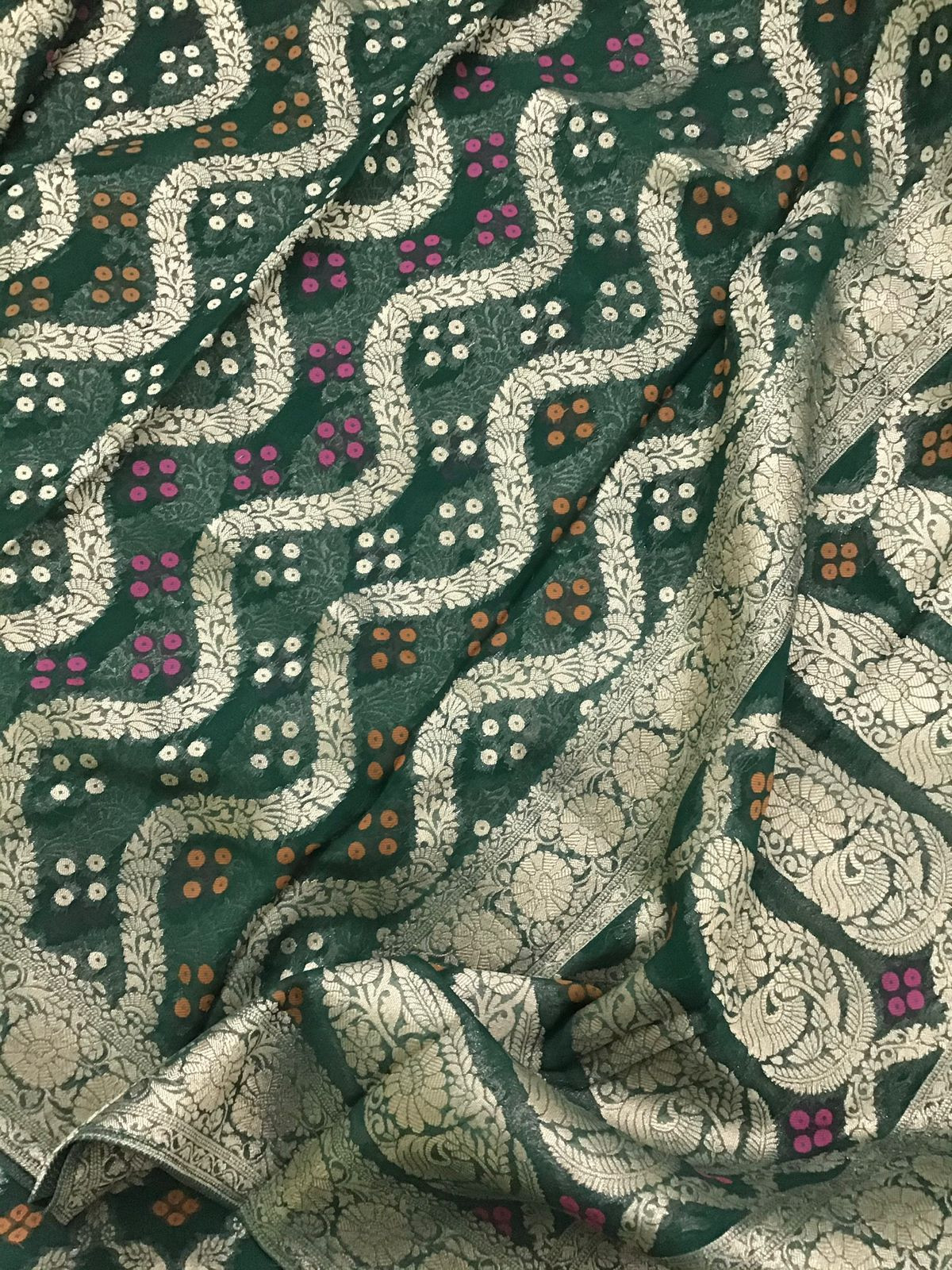 Pure Georgette Banarasi Weaved Suit - Green