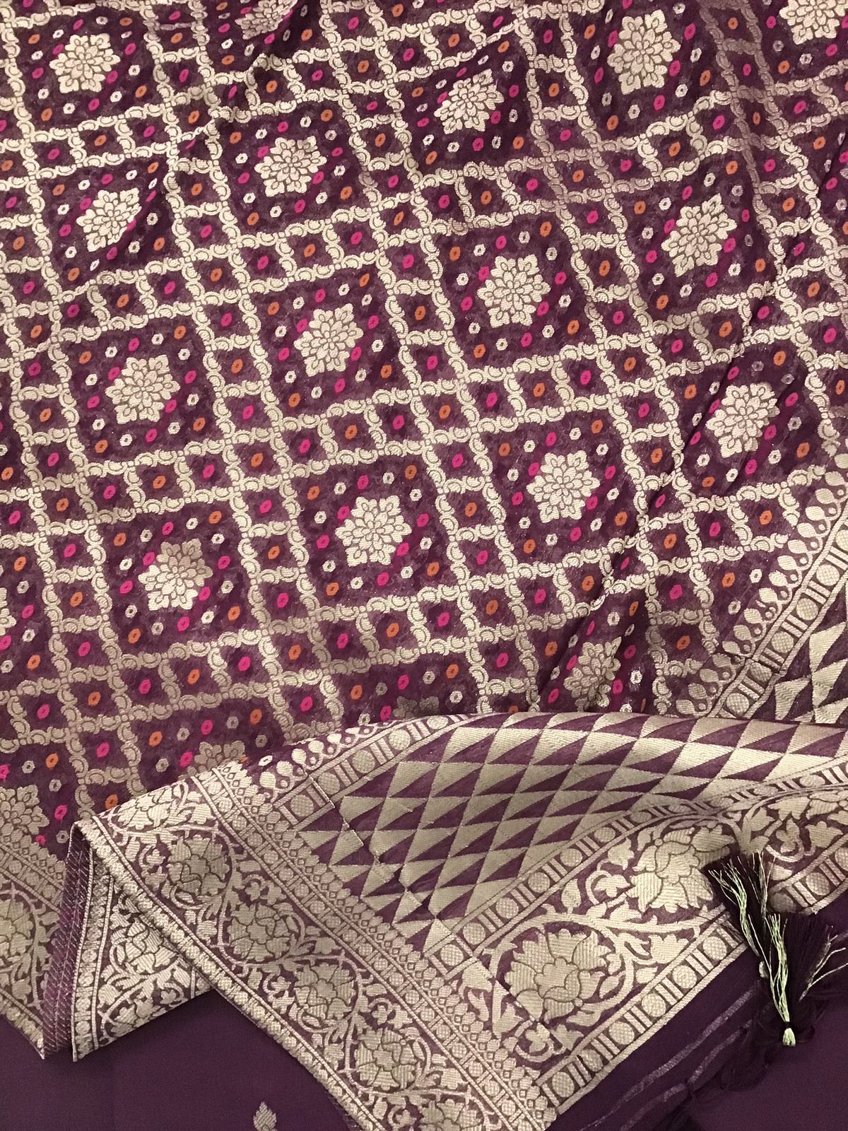 Pure Chanderi Silk Banarasi Weaved Suit - Wine