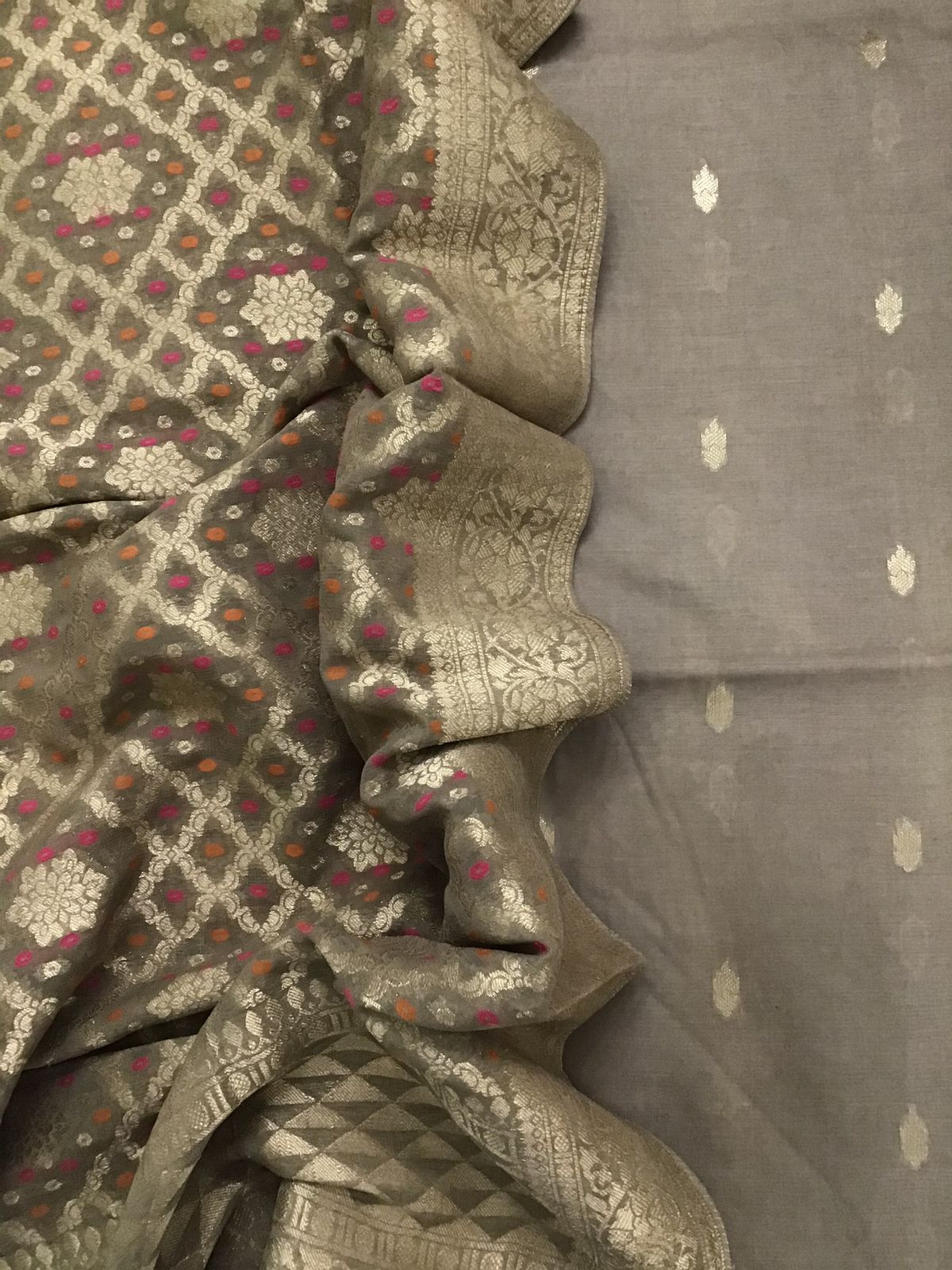 Pure Chanderi Silk Banarasi Weaved Suit - Dark Beige