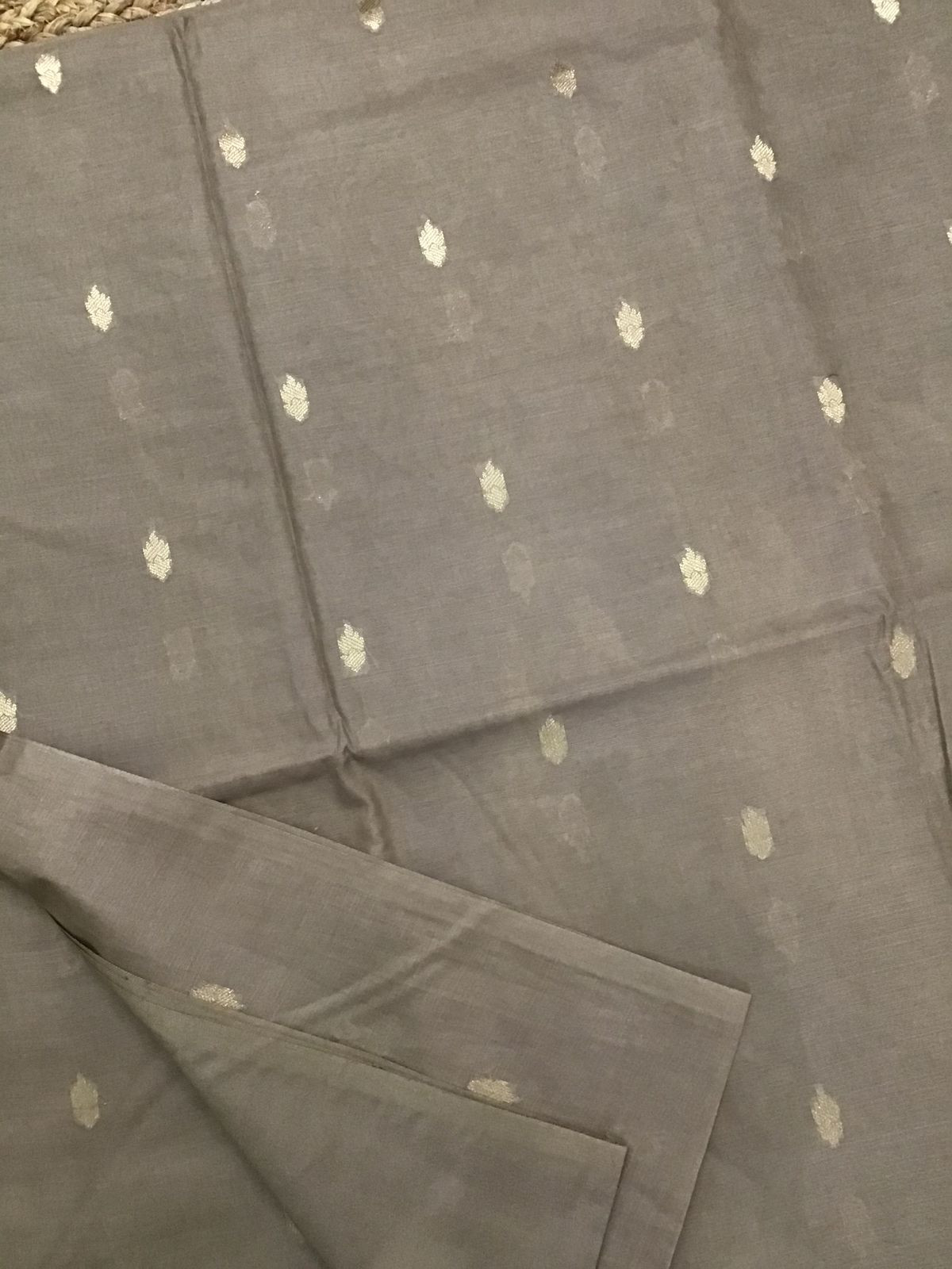 Pure Chanderi Silk Banarasi Weaved Suit - Dark Beige