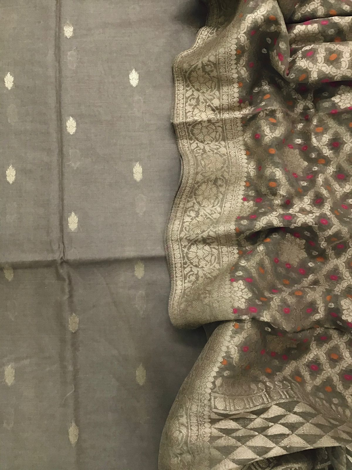 Pure Chanderi Silk Banarasi Weaved Suit - Dark Beige