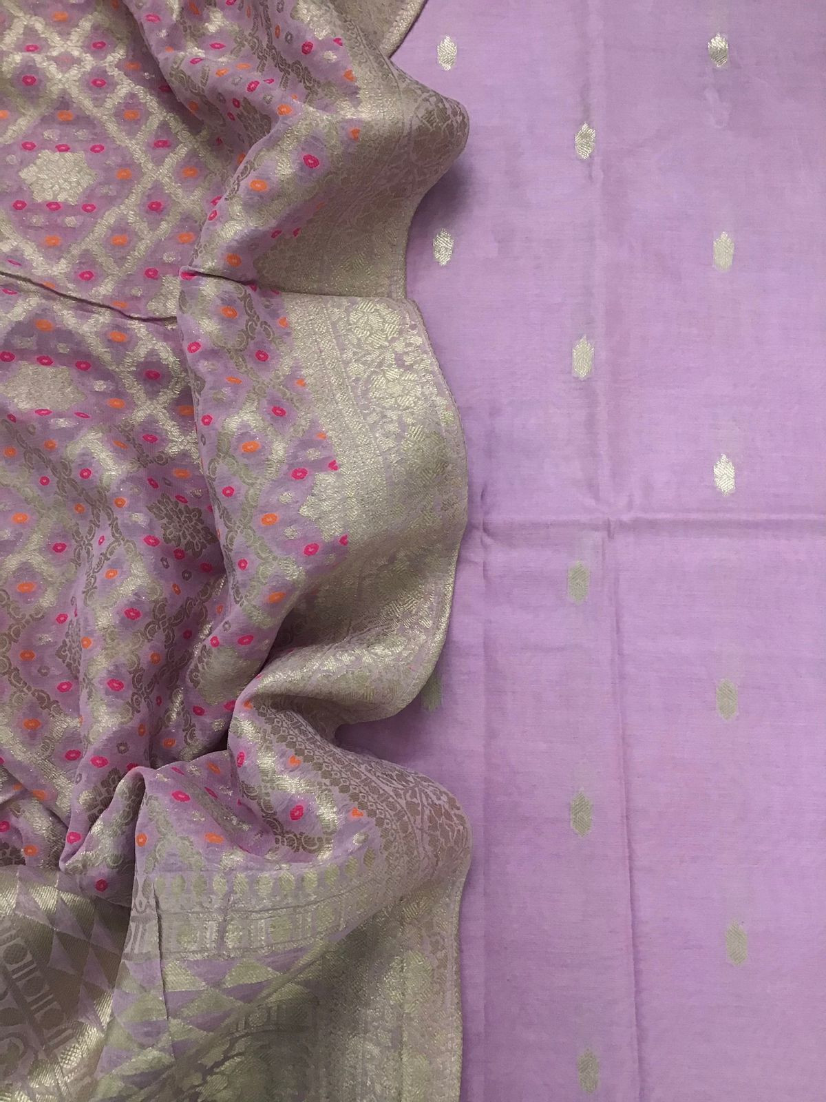 Pure Chanderi Silk Banarasi Weaved Suit - Purple