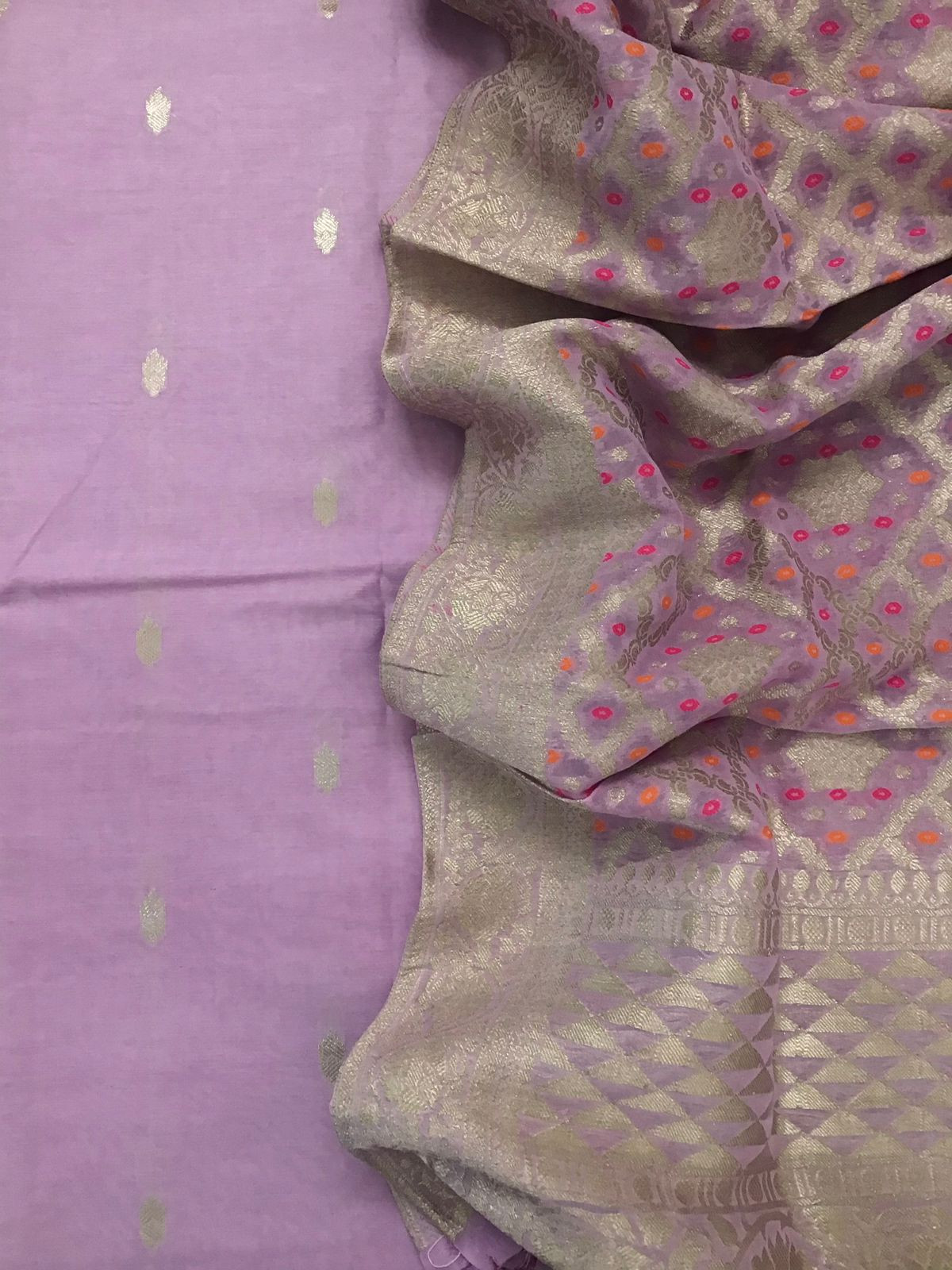 Pure Chanderi Silk Banarasi Weaved Suit - Purple